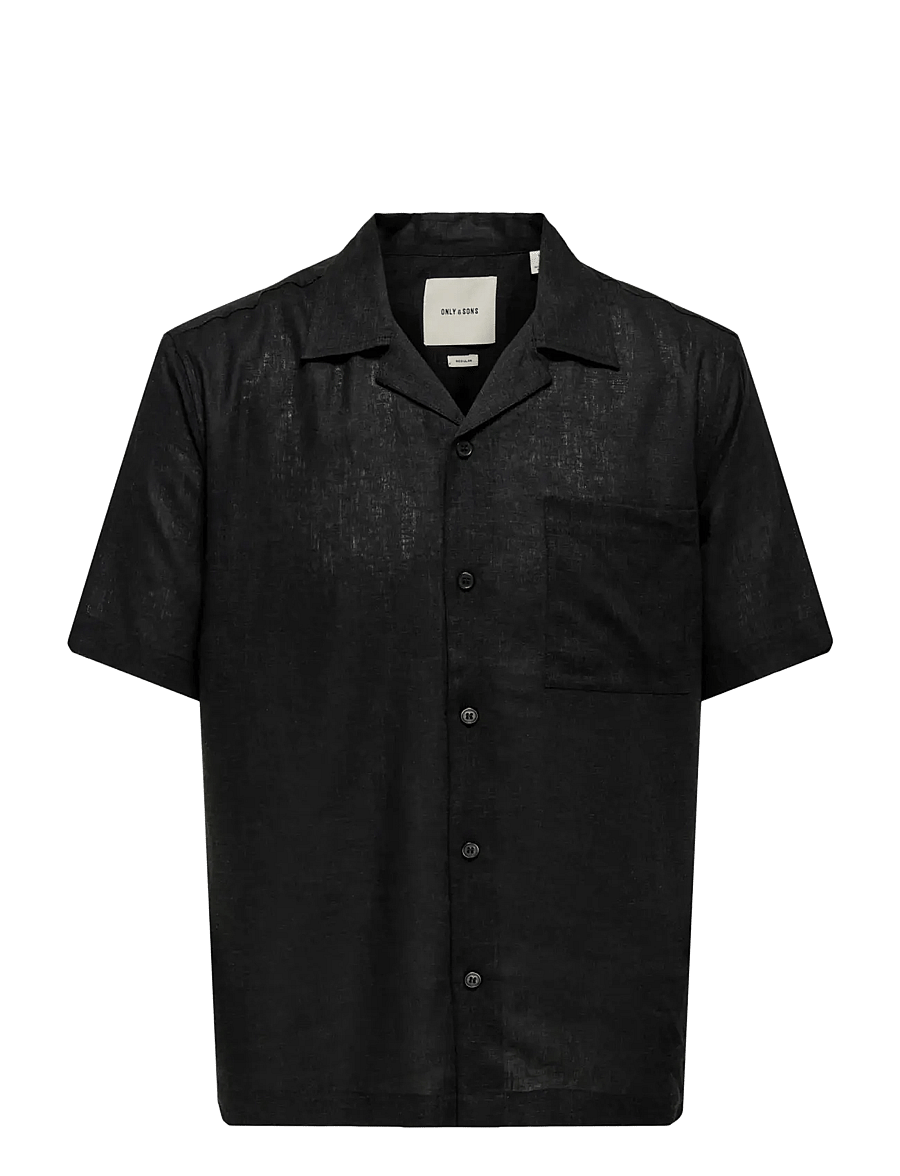 ONLY & SONS - ONSLAURENCE LINEN RESORT COLLAR SS NOOS - pellavakauluspaidat - meteorite - 1