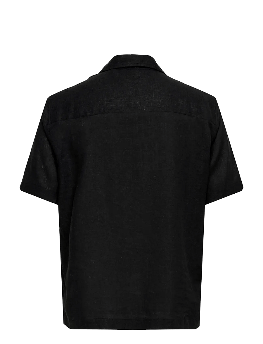 ONLY & SONS - ONSLAURENCE LINEN RESORT COLLAR SS NOOS - pellavakauluspaidat - meteorite - 2