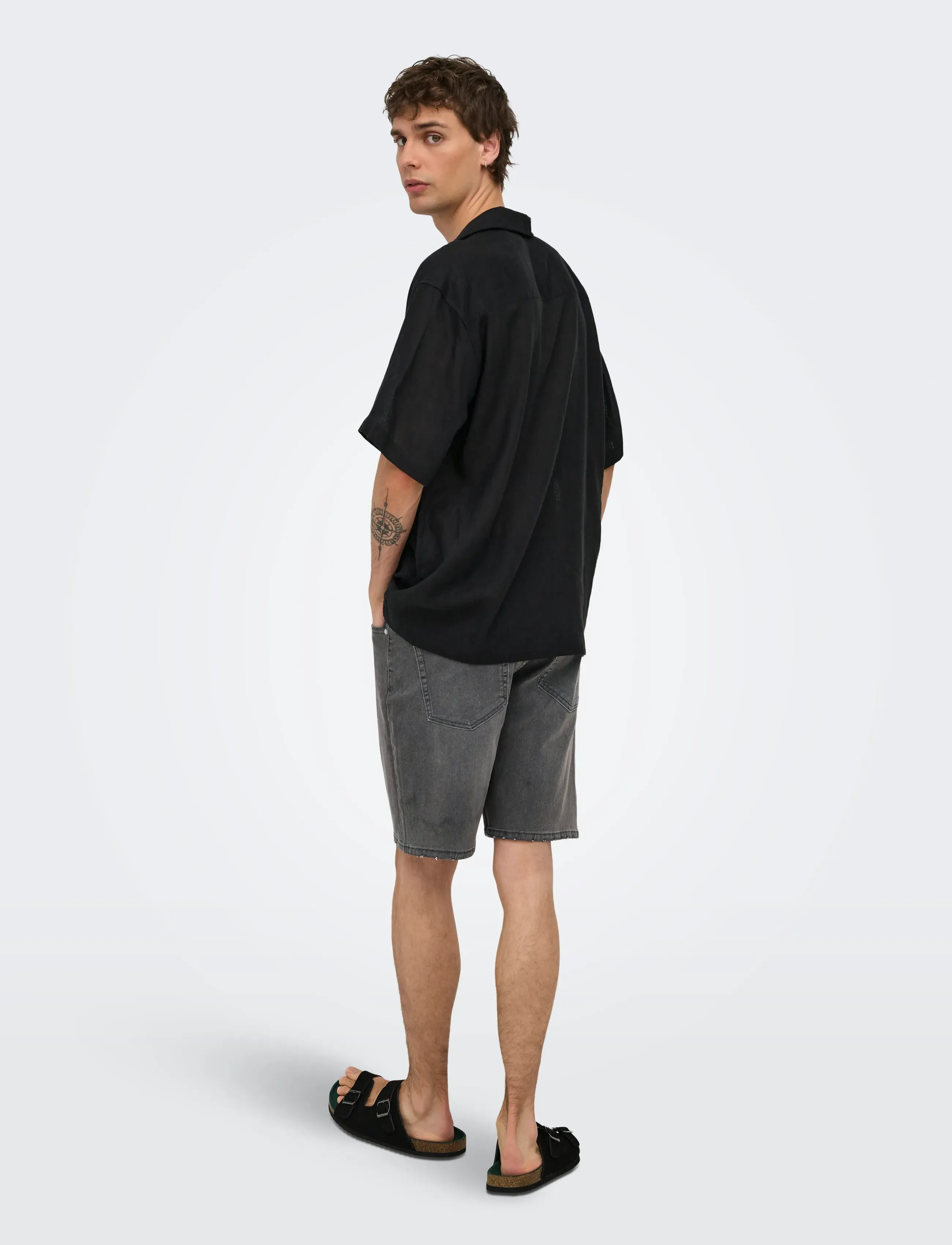 ONLY & SONS - ONSLAURENCE LINEN RESORT COLLAR SS NOOS - linased särgid - meteorite - 3