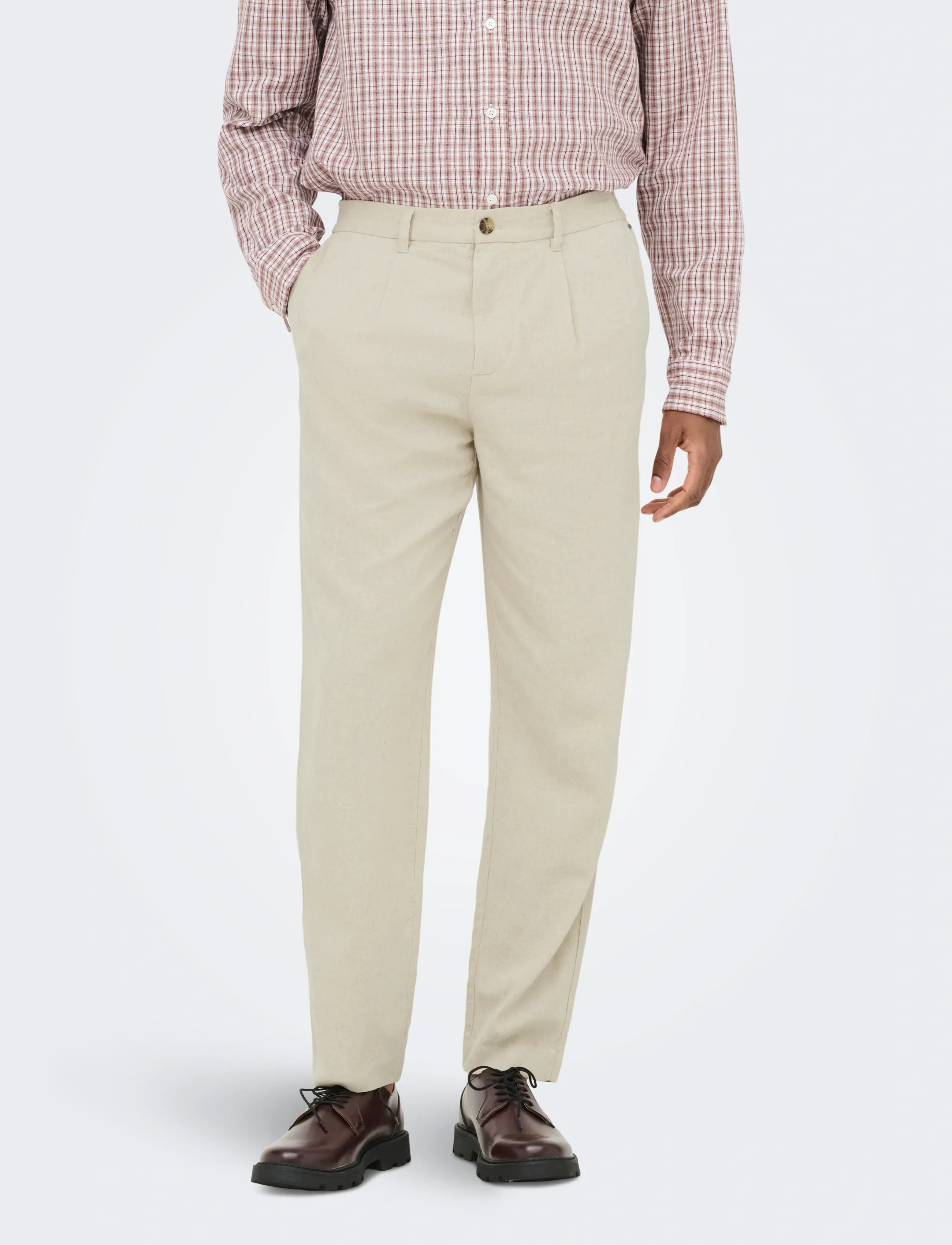 ONLY & SONS ONSLOU ENO TAPERED 0569 PANTS - Apģērbi - GARDENIA / beige