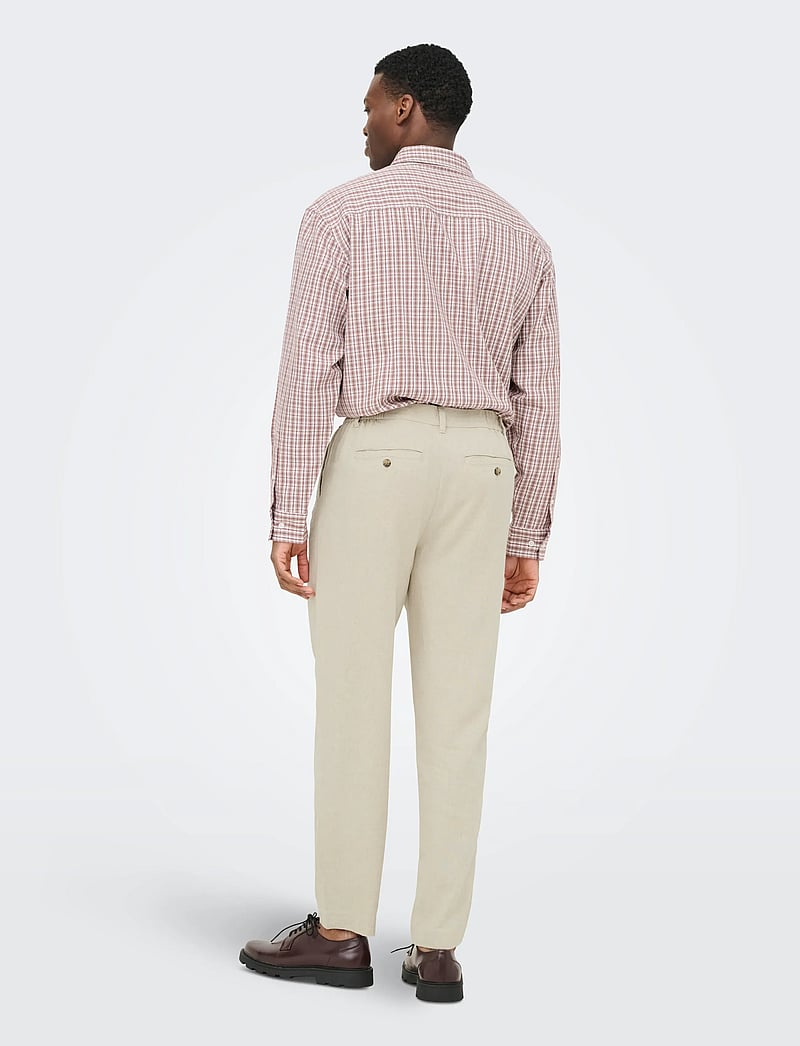 ONLY & SONS - ONSLOU ENO TAPERED 0569 PANTS - leinenhosen - gardenia - 3