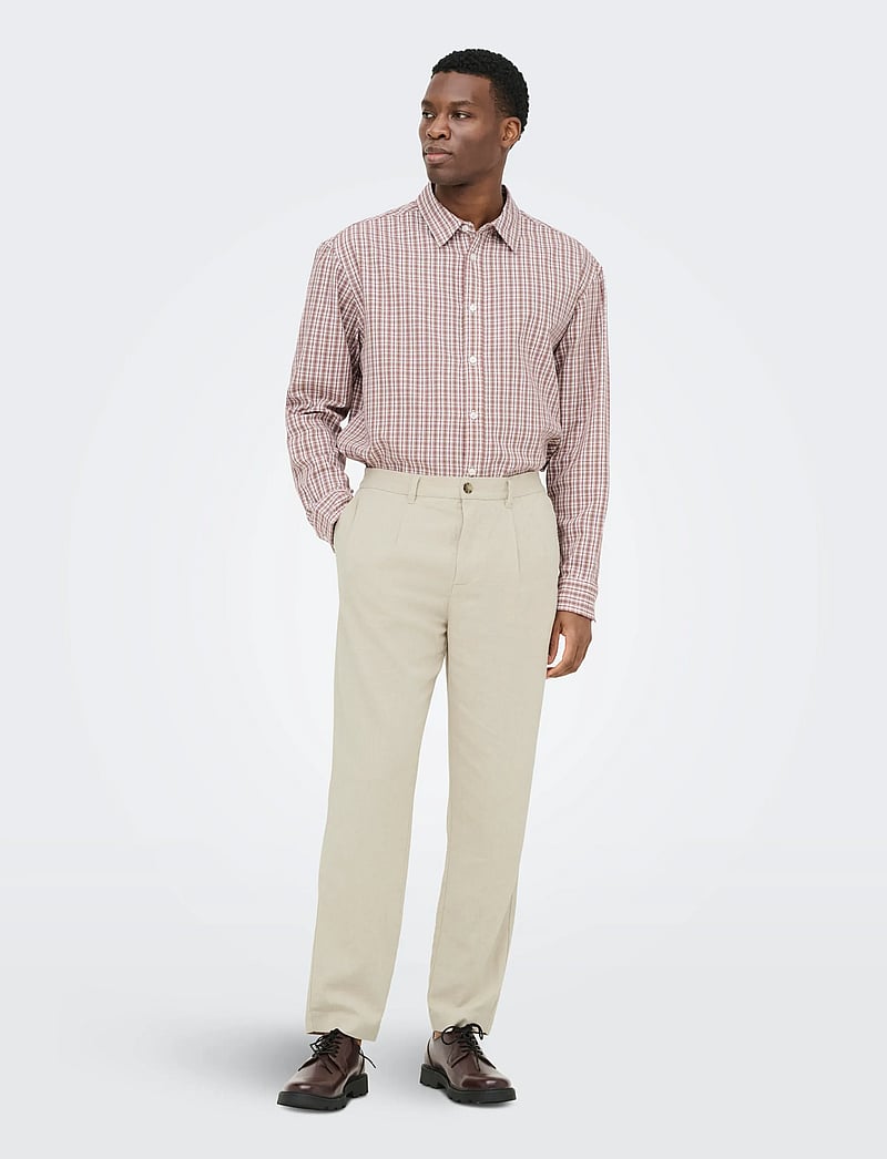 ONLY & SONS - ONSLOU ENO TAPERED 0569 PANTS - leinenhosen - gardenia - 4
