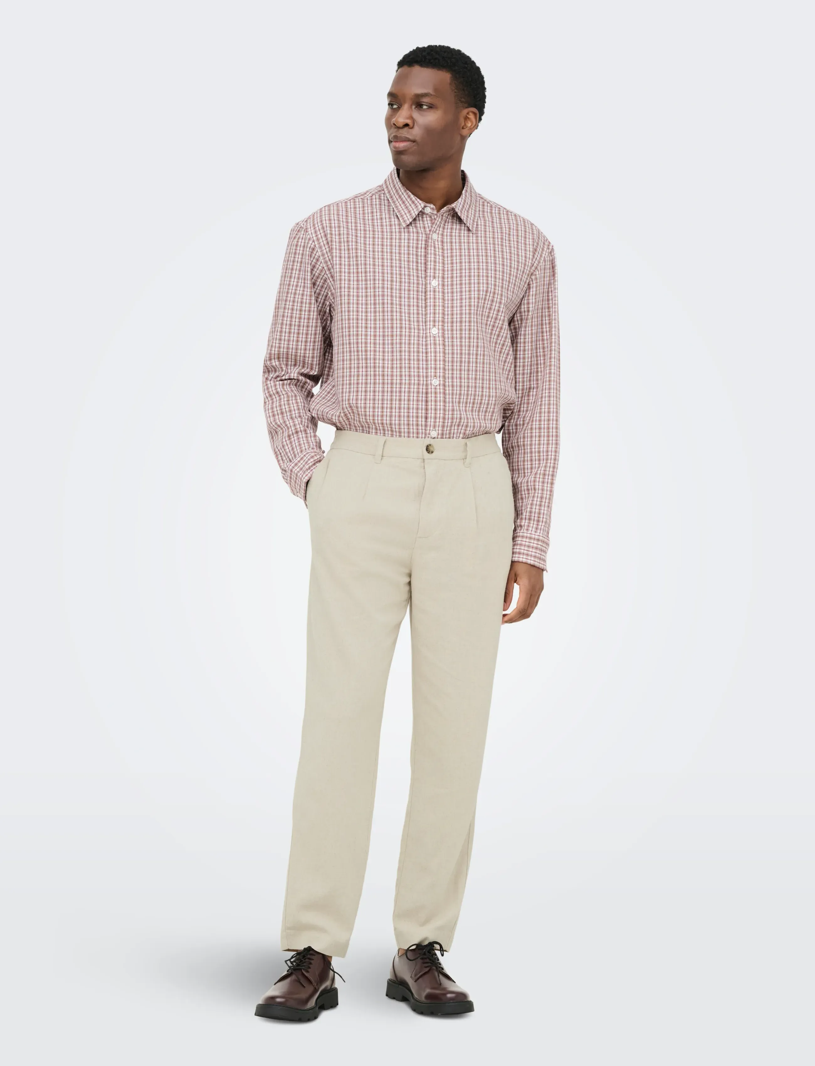 ONLY & SONS - ONSLOU ENO TAPERED 0569 PANTS - hørbukser - gardenia - 4