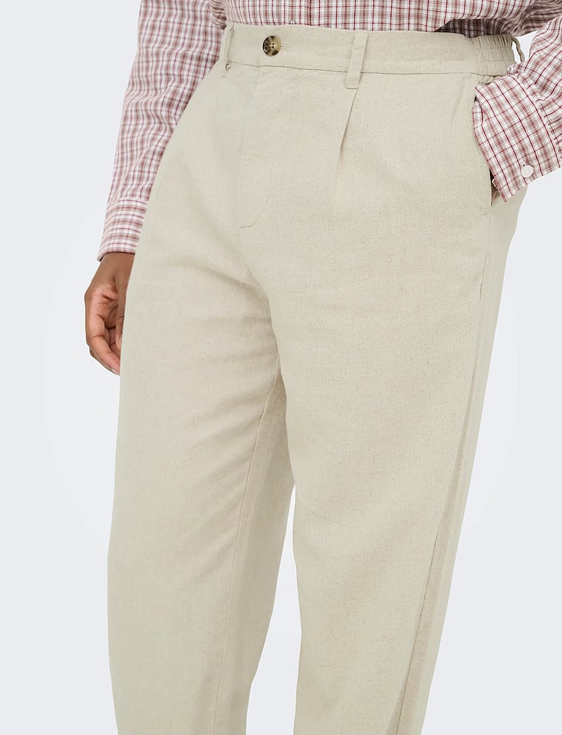 ONLY & SONS - ONSLOU ENO TAPERED 0569 PANTS - leinenhosen - gardenia - 5