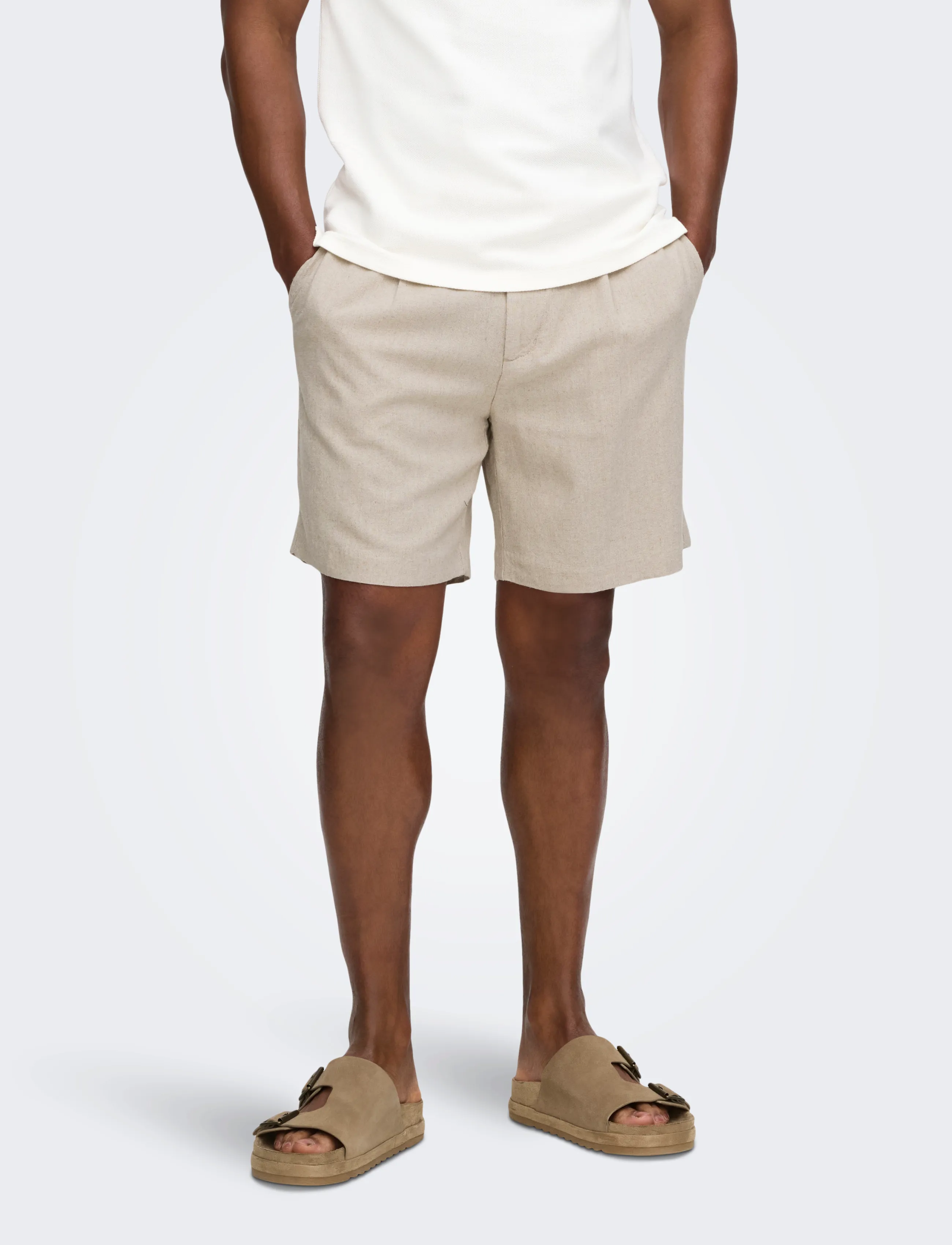 ONLY & SONS ONSLOU ENO 0569 SHORTS FRML - Linased lühikesed püksid - GARDENIA / beige