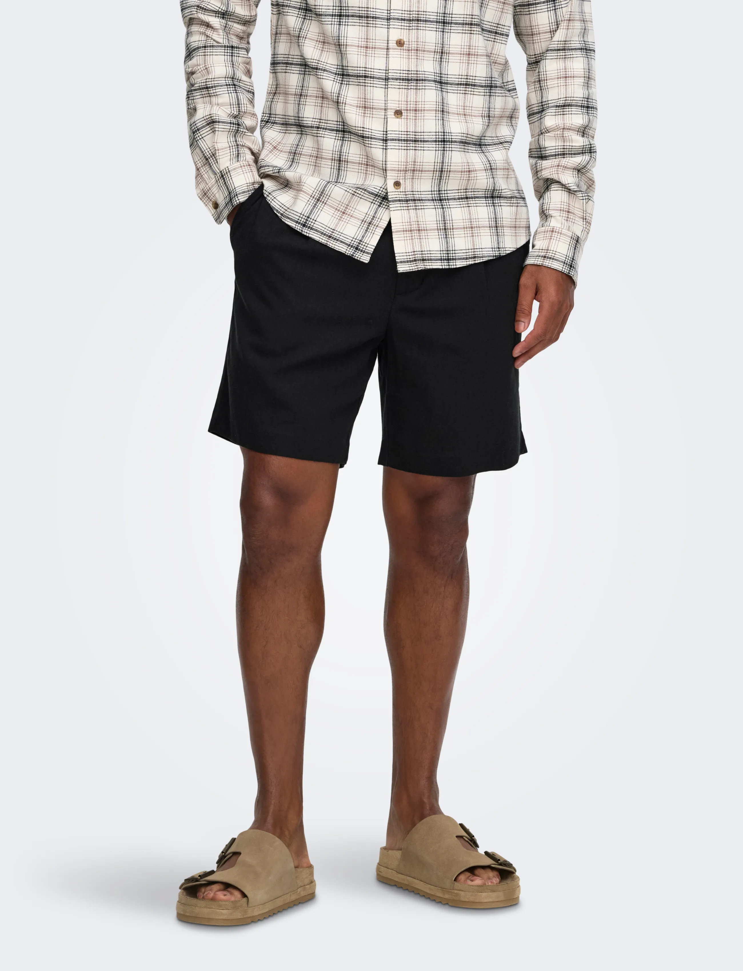 ONLY & SONS ONSLOU ENO 0569 SHORTS FRML - Kiti variantai - JET BLACK / black