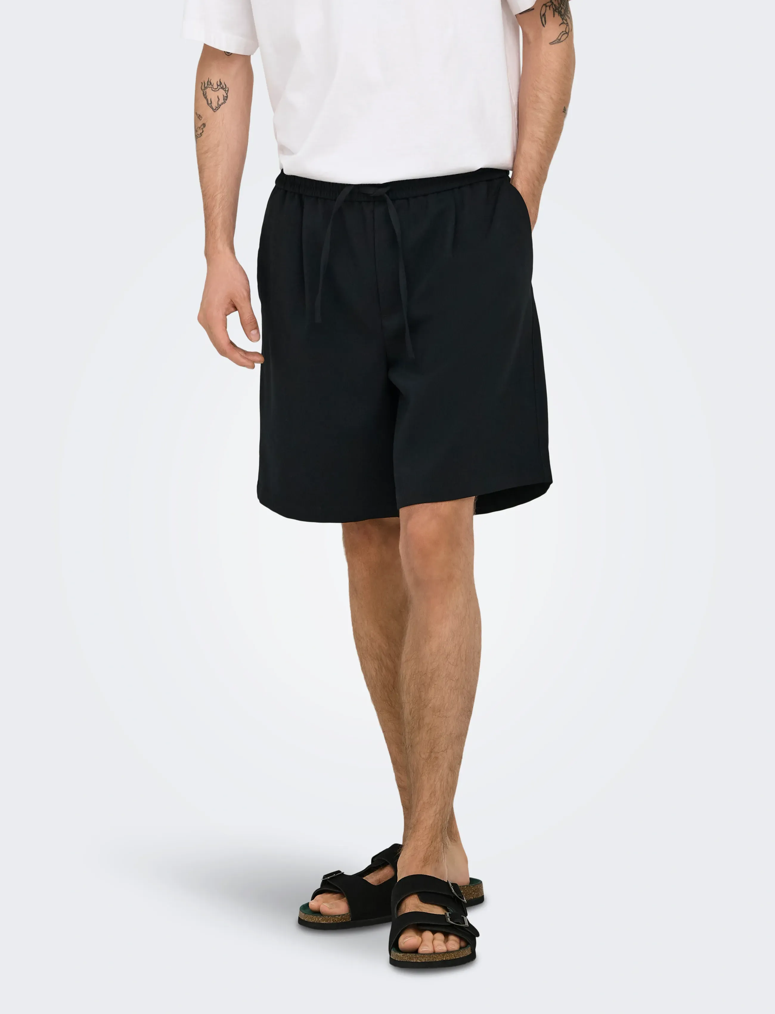ONLY & SONS Onswill 0292Loos String Shorts Frml Noos, XL, Black, Shorts > Afslappede Shorts, Herre
