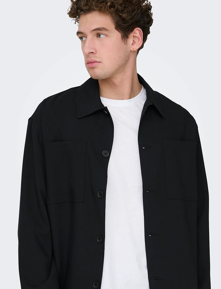 ONLY & SONS - ONSWILL 0292 LOOSE OVERSHIRT - overshirts - black - 4