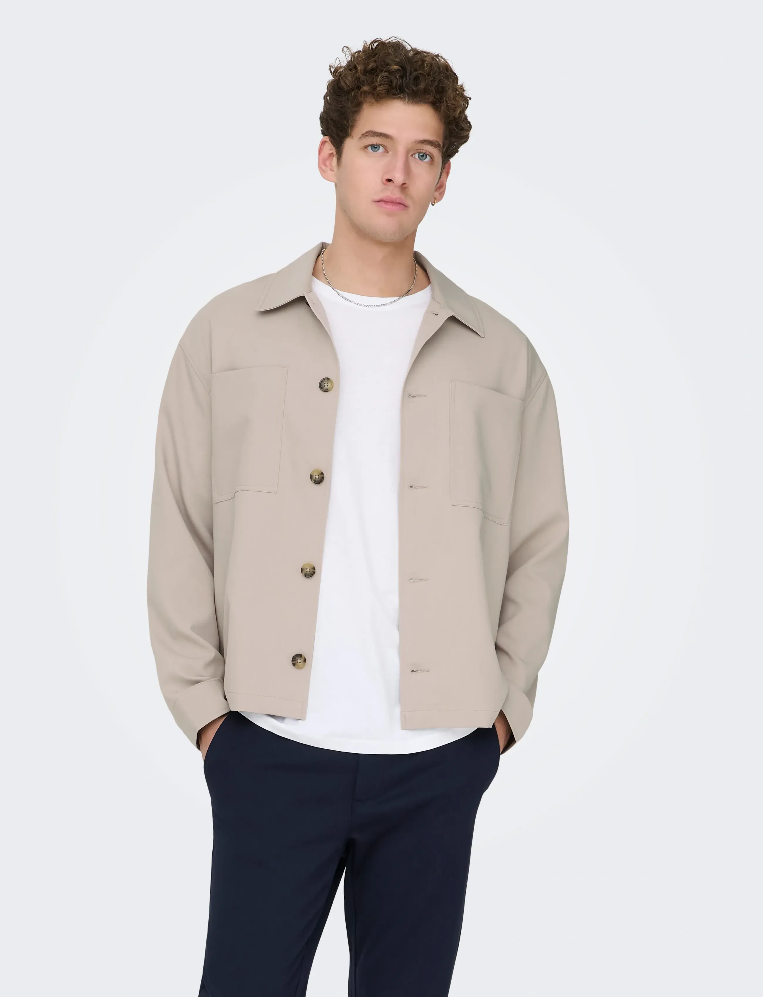 ONLY & SONS Onswill 0292 Loose Overshirt, XL, Beige, Overdele > Overtrøjer, Herre