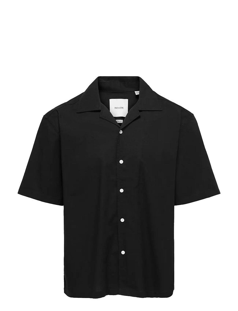 ONLY & SONS - ONSREID REG 0571 RESORT SHIRT VD - kortærmede skjorter - black - 0