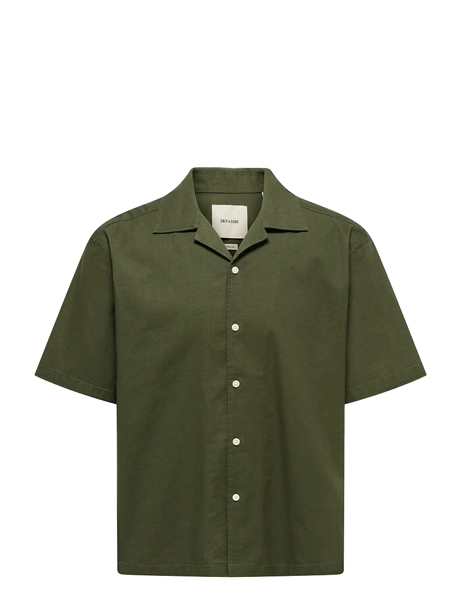 ONLY & SONS - ONSREID REG 0571 RESORT SHIRT VD - kortærmede skjorter - olive night - 0