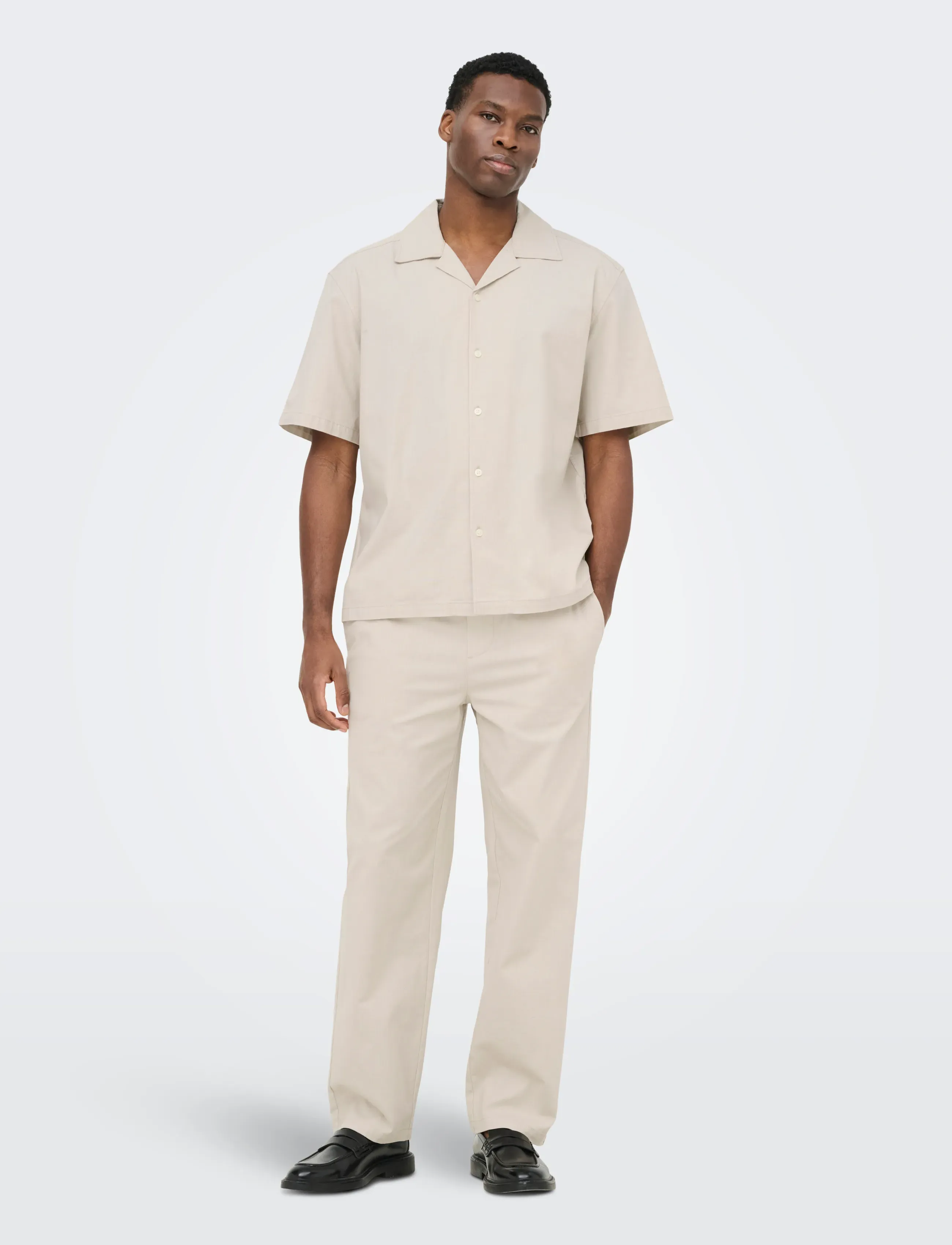 ONLY & SONS - ONSREID REG 0571 RESORT SHIRT VD - kortærmede skjorter - silver lining - 4