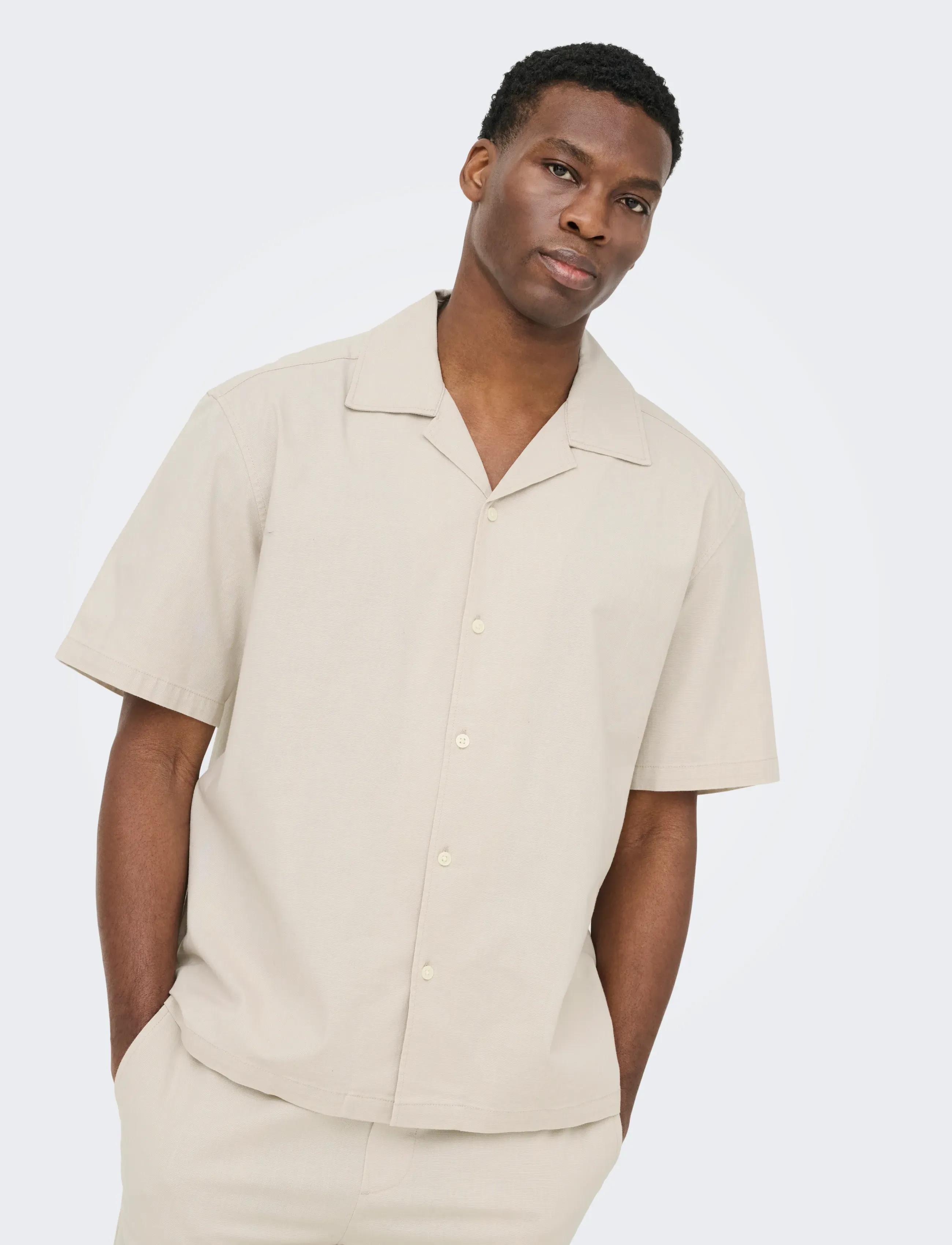 ONLY & SONS - ONSREID REG 0571 RESORT SHIRT VD - kurzarmhemden - silver lining - 5