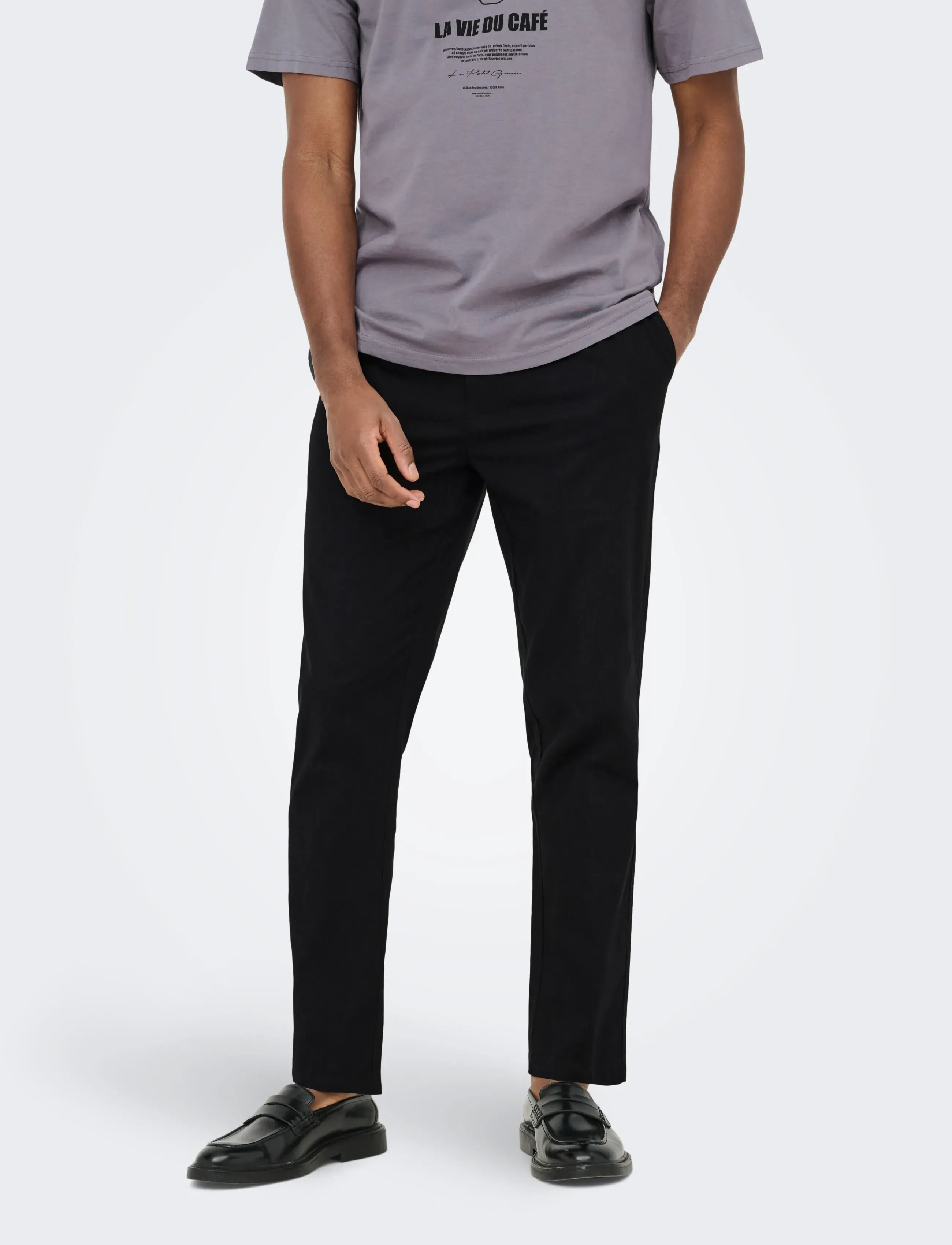 ONLY & SONS ONSREID LINUS TAPERED 0571 SLUB PANT - Neuheiten - BLACK / black