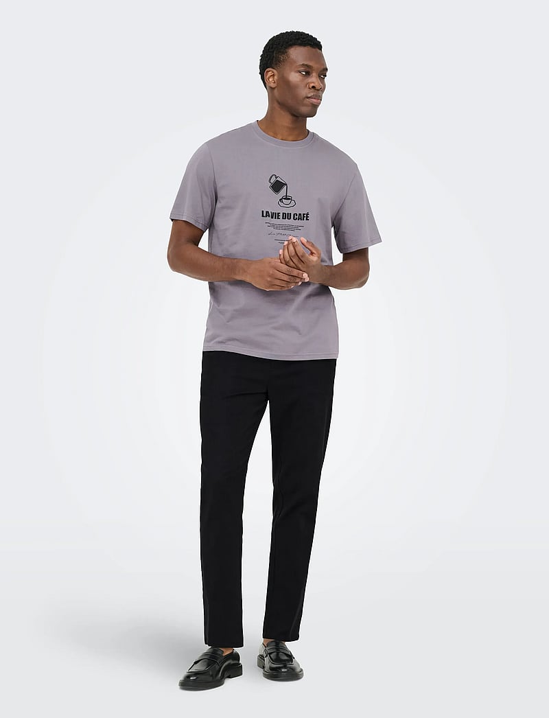 ONLY & SONS - ONSREID LINUS TAPERED 0571 SLUB PANT - casual bukser - black - 4
