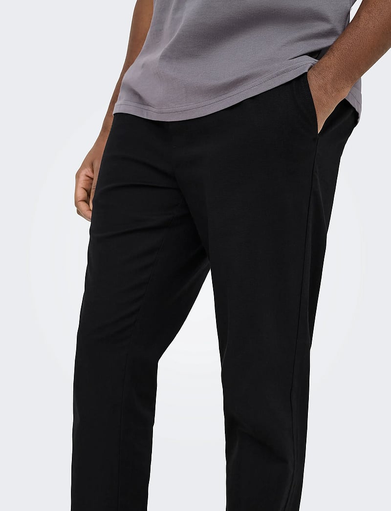 ONLY & SONS - ONSREID LINUS TAPERED 0571 SLUB PANT - casual bukser - black - 5