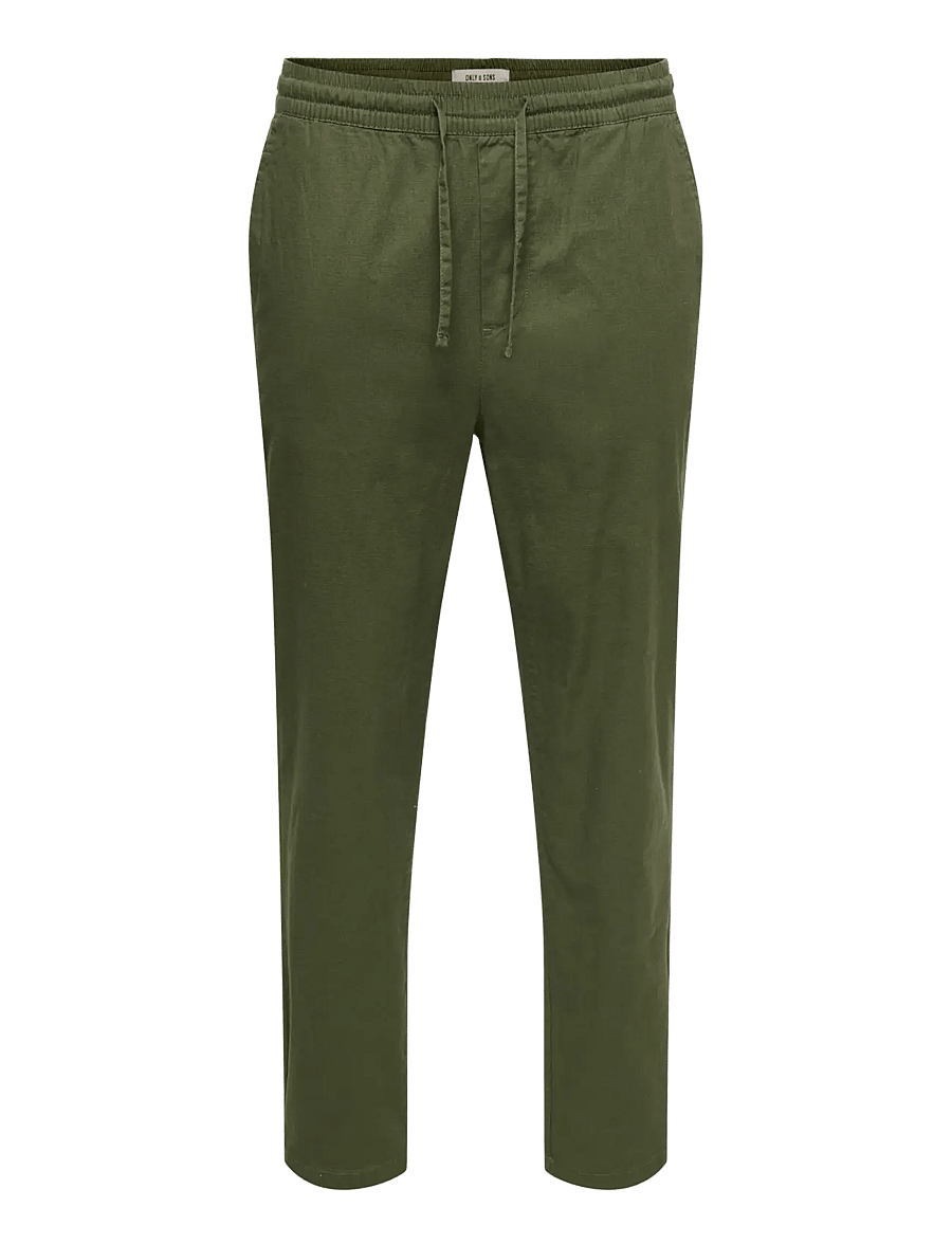 ONLY & SONS - ONSREID LINUS TAPERED 0571 SLUB PANT - casual bukser - olive night - 1