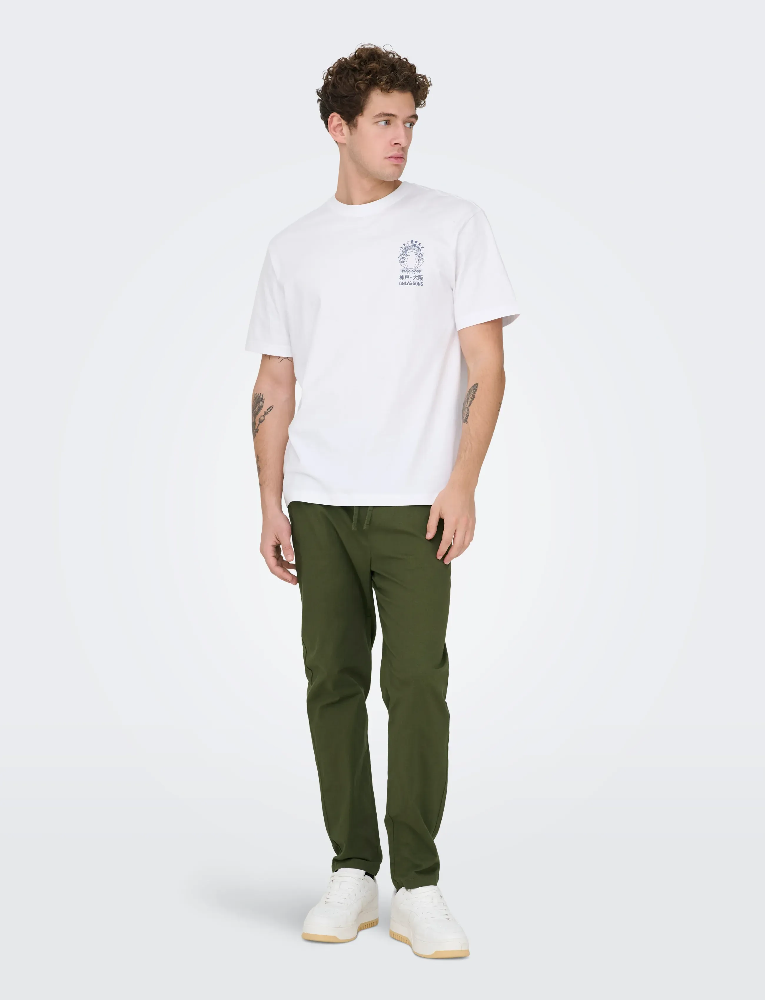 ONLY & SONS - ONSREID LINUS TAPERED 0571 SLUB PANT - casual bukser - olive night - 4