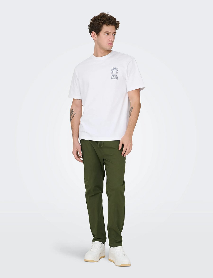 ONLY & SONS - ONSREID LINUS TAPERED 0571 SLUB PANT - casual bukser - olive night - 4
