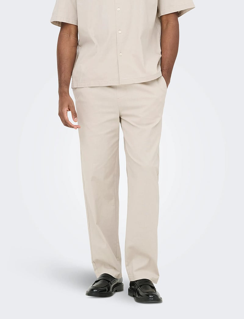 ONLY & SONS - ONSREID LINUS TAPERED 0571 SLUB PANT - casual bukser - silver lining - 0