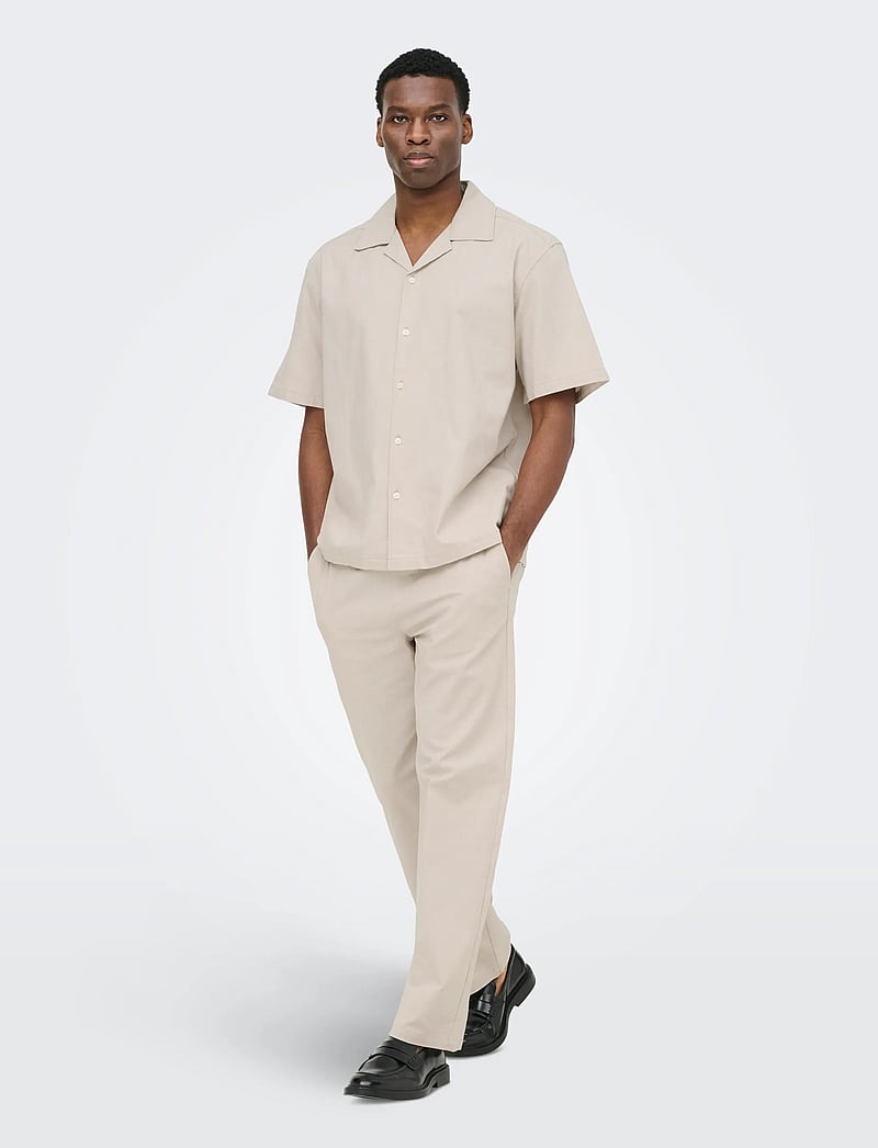 ONLY & SONS - ONSREID LINUS TAPERED 0571 SLUB PANT - casual bukser - silver lining - 4