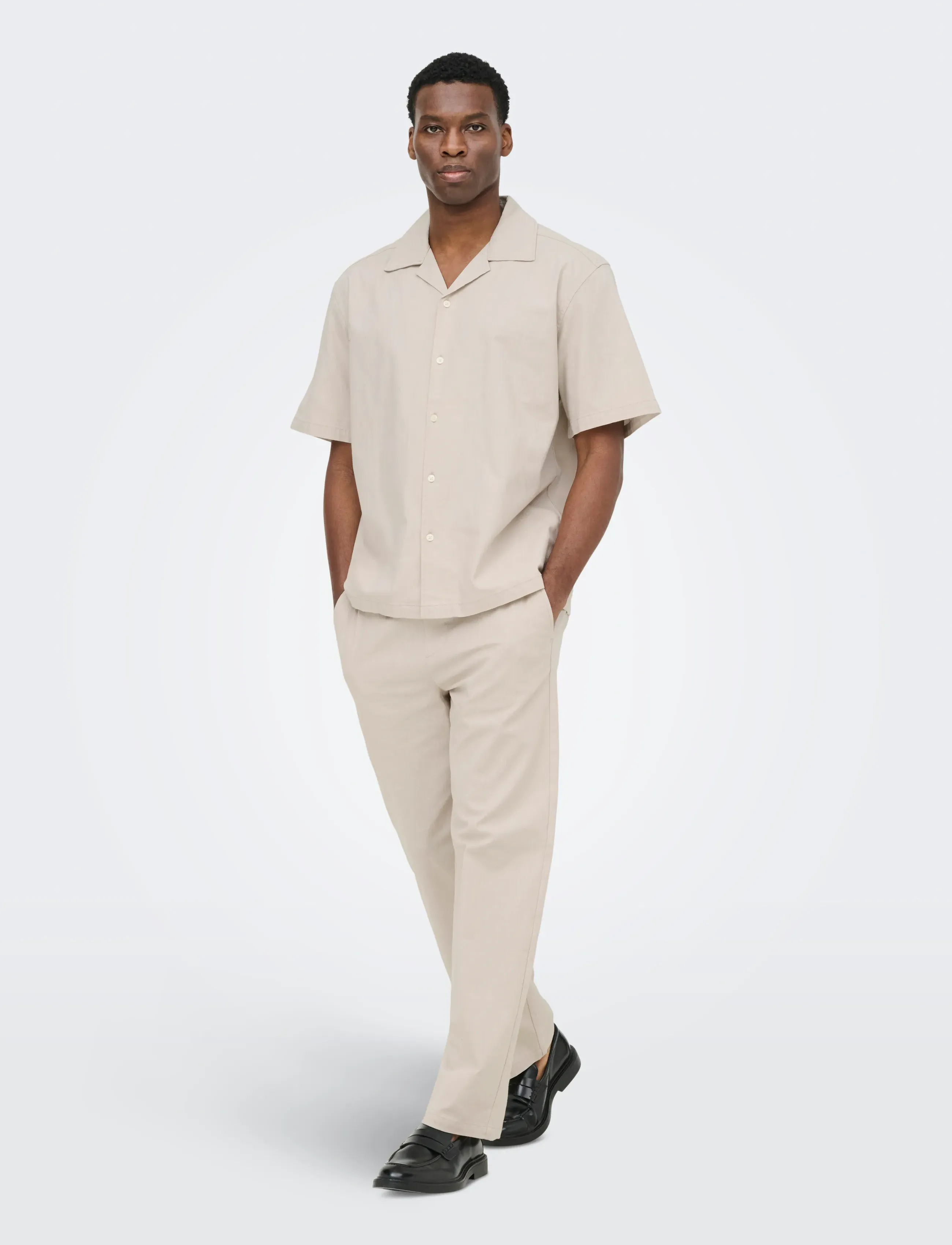 ONLY & SONS - ONSREID LINUS TAPERED 0571 SLUB PANT - casual - silver lining - 4