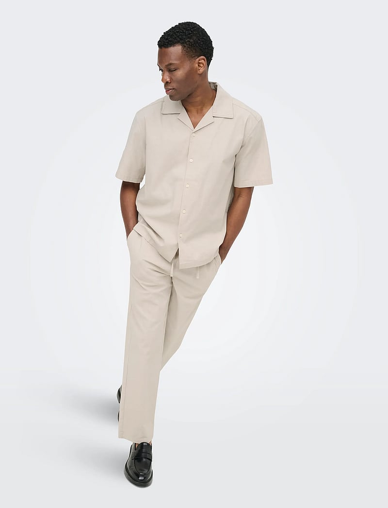 ONLY & SONS - ONSREID LINUS TAPERED 0571 SLUB PANT - casual bukser - silver lining - 5