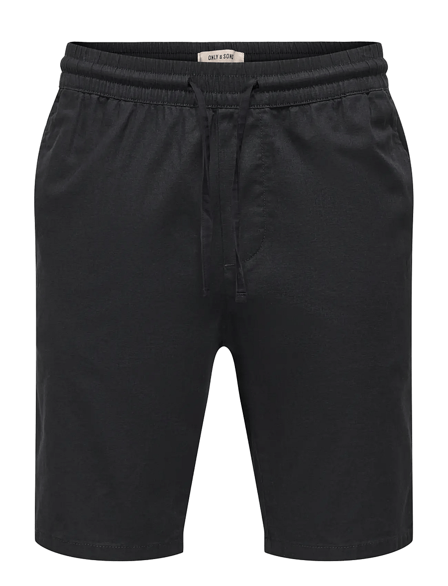 ONLY & SONS - ONSREID SLIM 0571 SLUB SHORTS VD - krótkie spodenki - black - 1