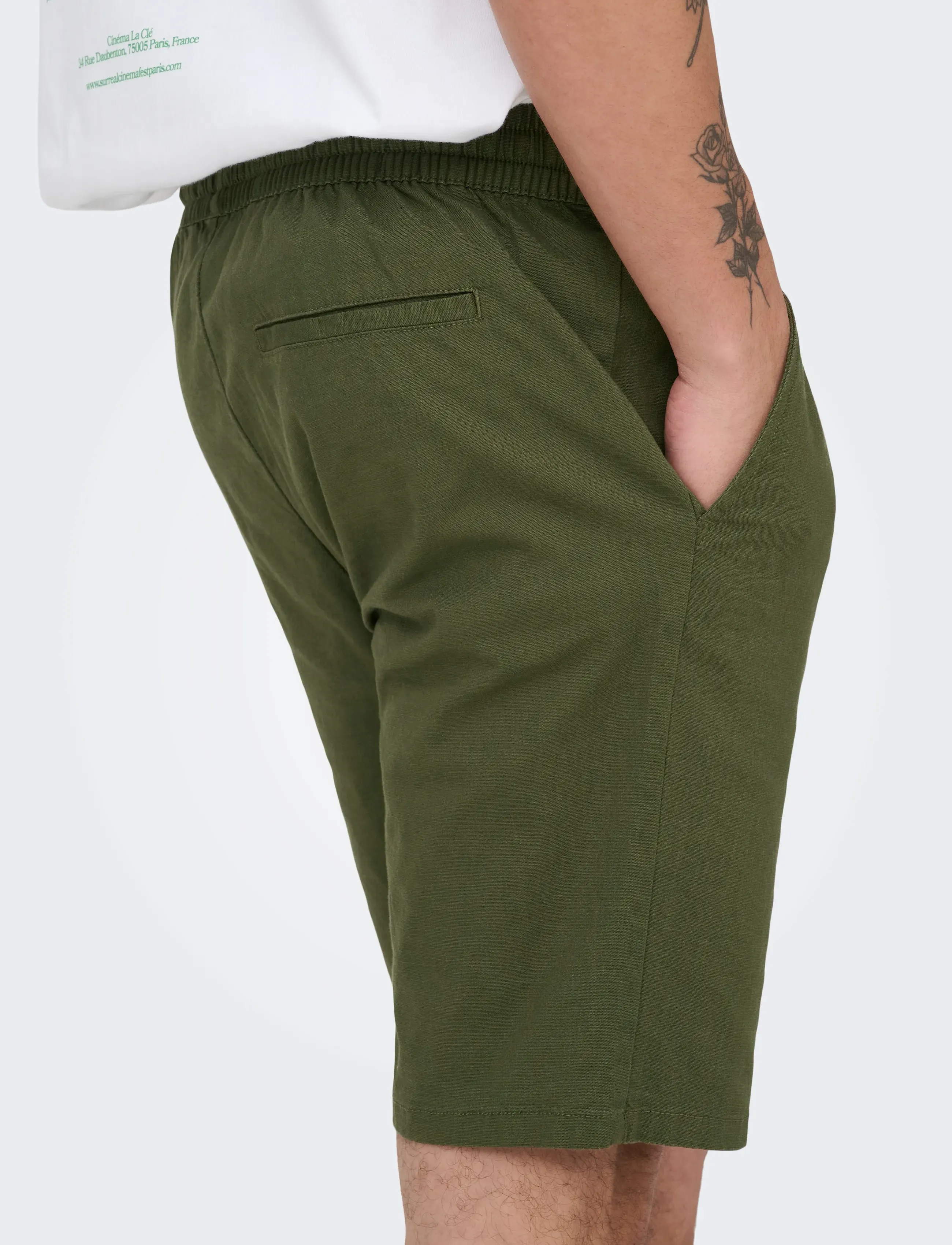 ONLY & SONS - ONSREID SLIM 0571 SLUB SHORTS VD - casual shorts - olive night - 4
