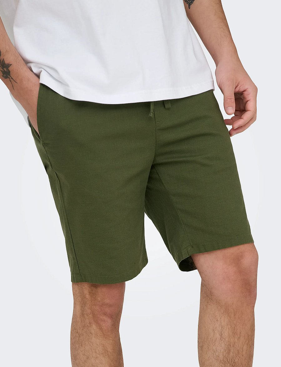 ONLY & SONS - ONSREID SLIM 0571 SLUB SHORTS VD - casual shorts - olive night - 5