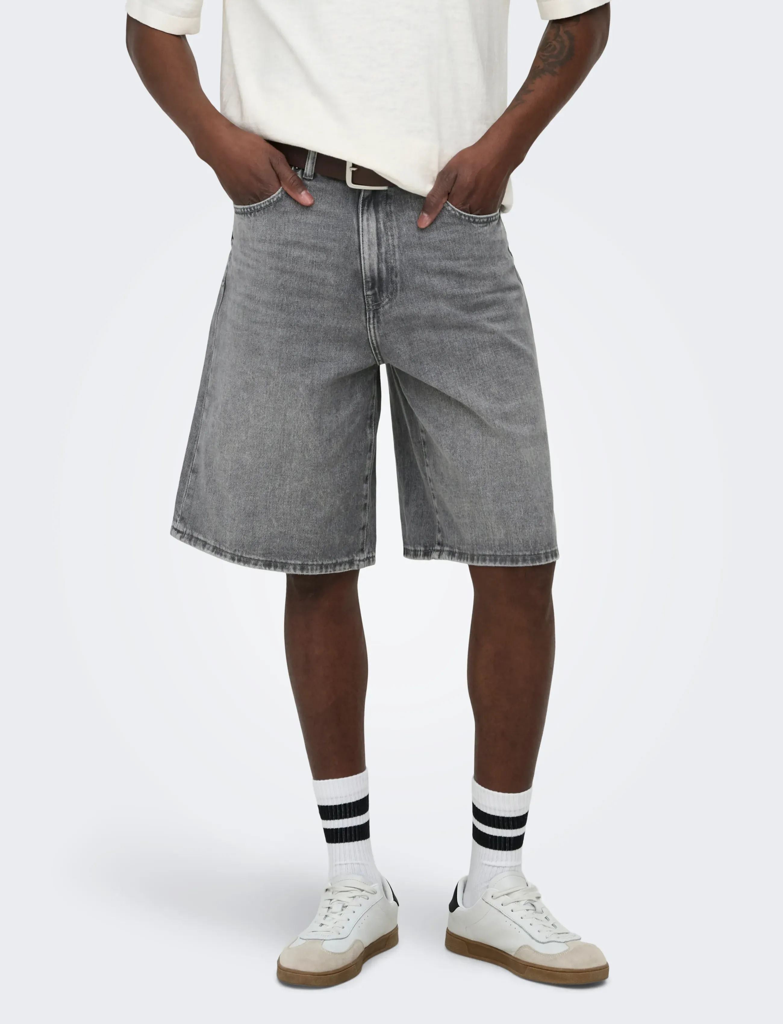 ONLY & SONS ONSCARL BAL MG 6369 TAI DNM SHORTS NOOS - Kollektionen - MEDIUM GREY DENIM / grey