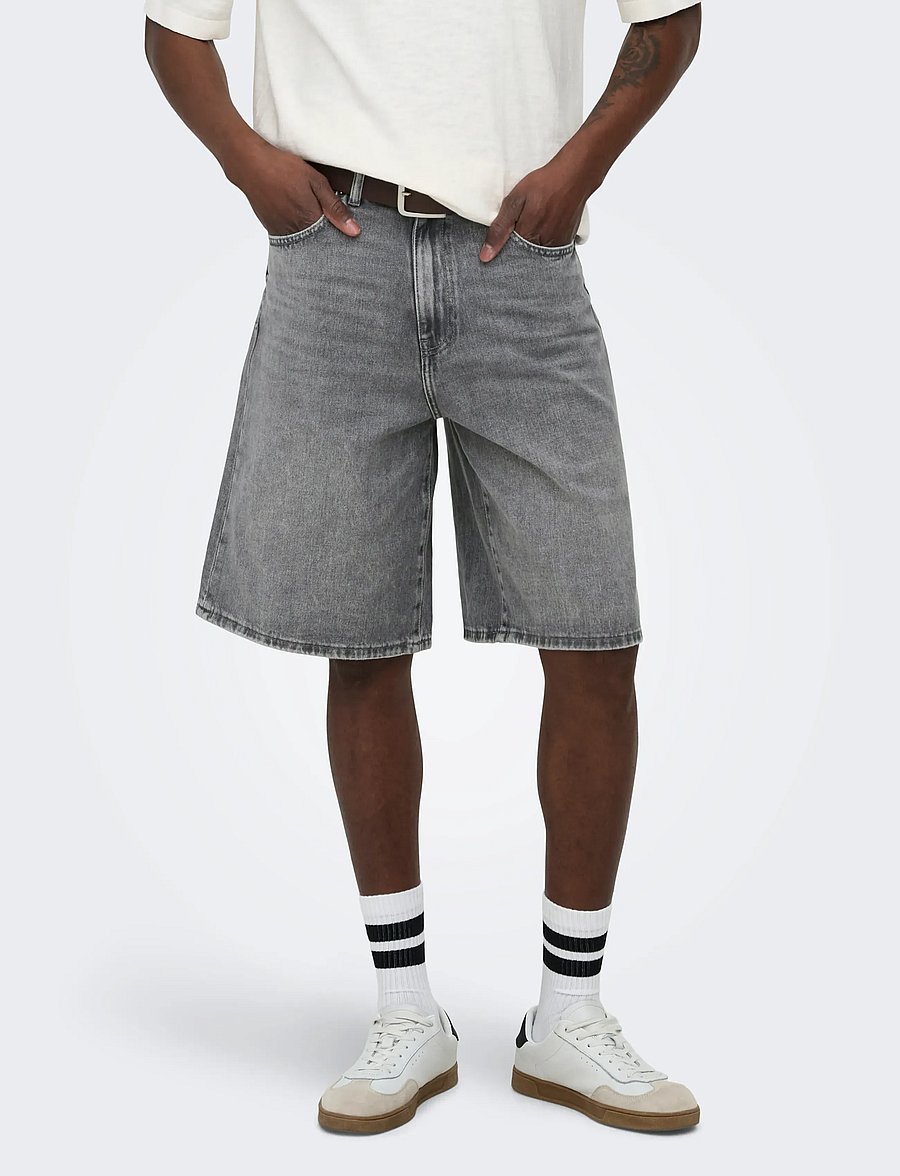 ONLY & SONS - ONSCARL BAL MG 6369 TAI DNM SHORTS NOOS - short en jean - medium grey denim - 0