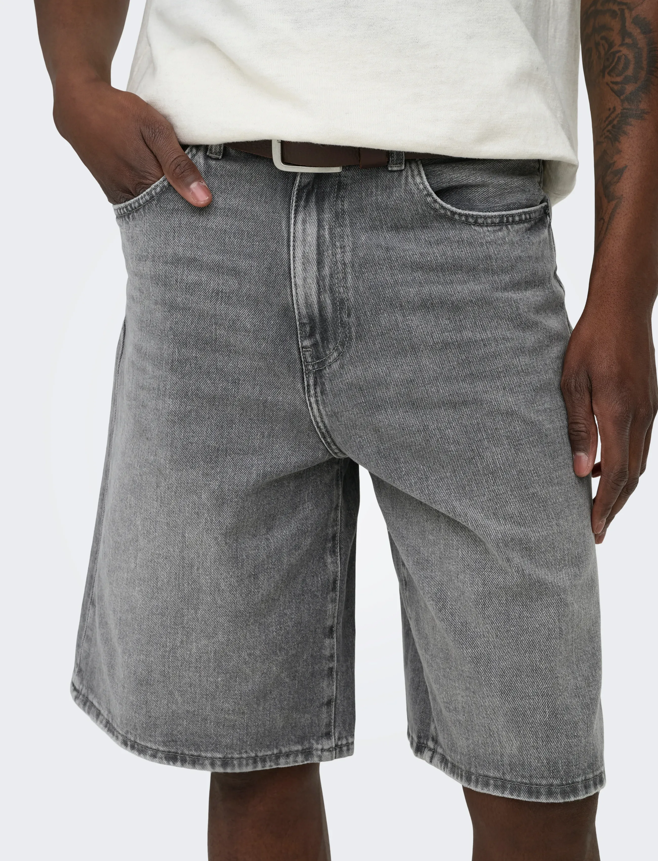 ONLY & SONS ONSCARL BAL MG 6369 TAI DNM SHORTS NOOS - Streetstyle - MEDIUM GREY DENIM / grey
