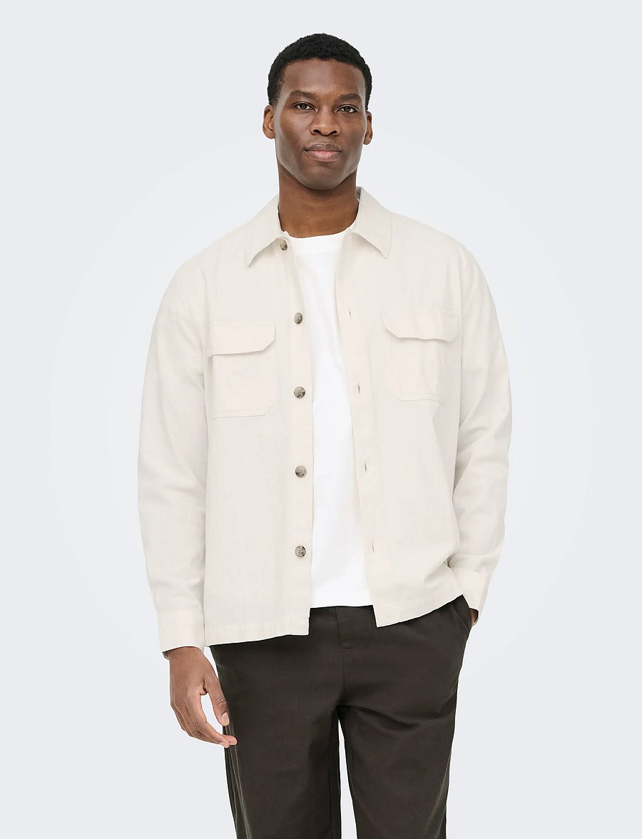 ONLY & SONS - ONSCOLT REG L/S 0570 SHIRT NOOS - nos éditoriaux - gardenia - 0