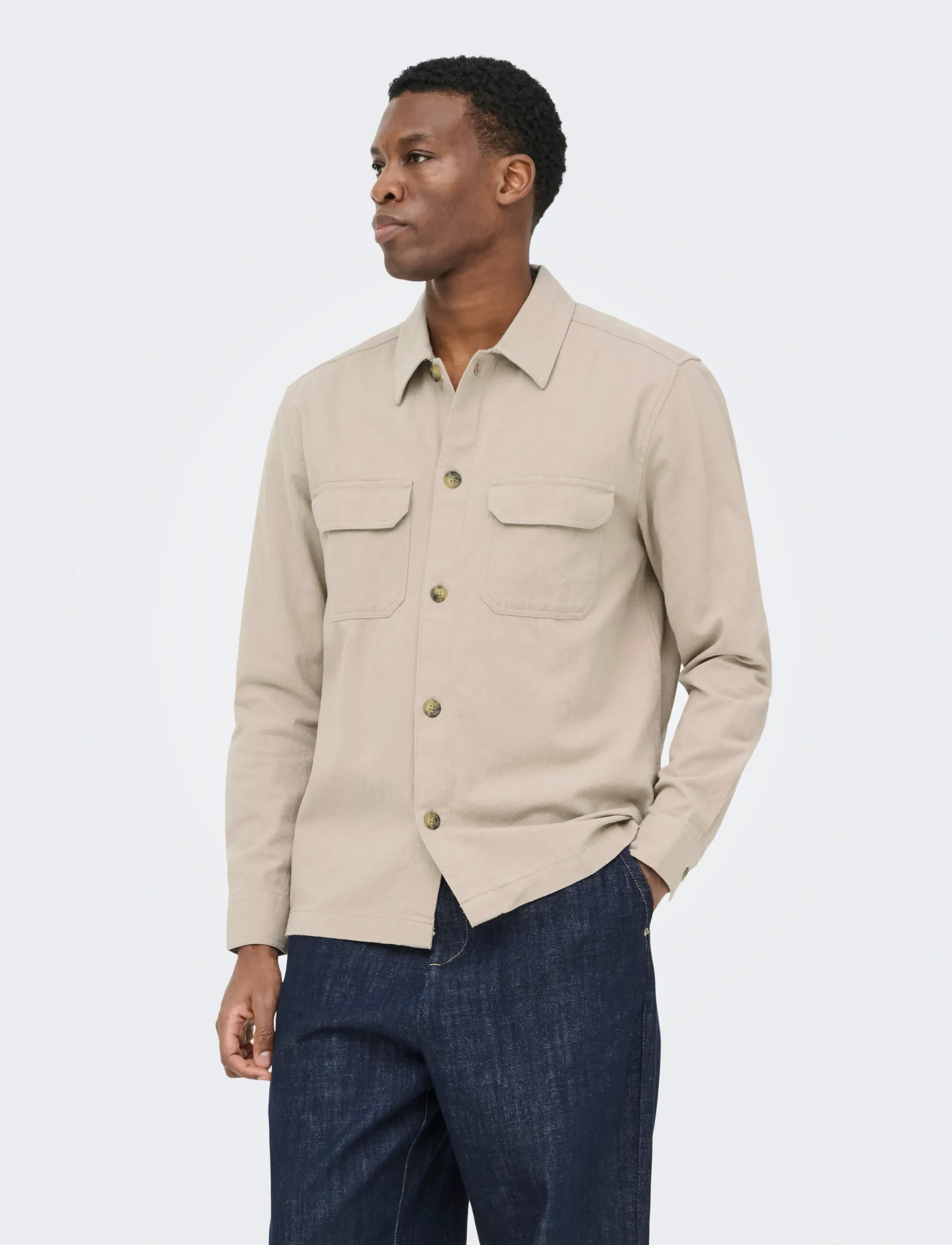 ONLY & SONS ONSCOLT REG L/S 0570 SHIRT NOOS - Linnekläder - STRING / beige