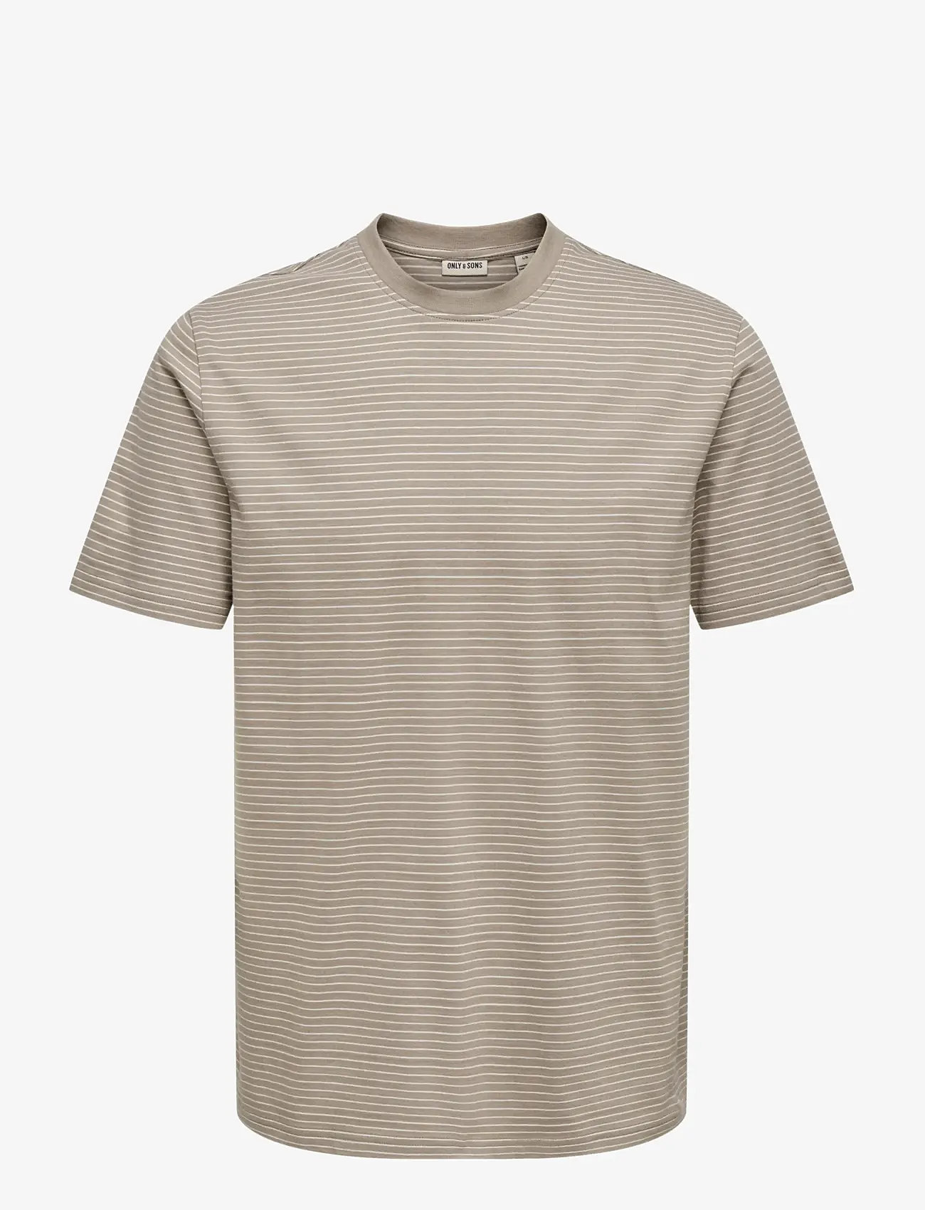 ONLY & SONS - ONSFRED LIFE RLX SS STRIPE TEE NOOS - kortærmede t-shirts - desert taupe - 1