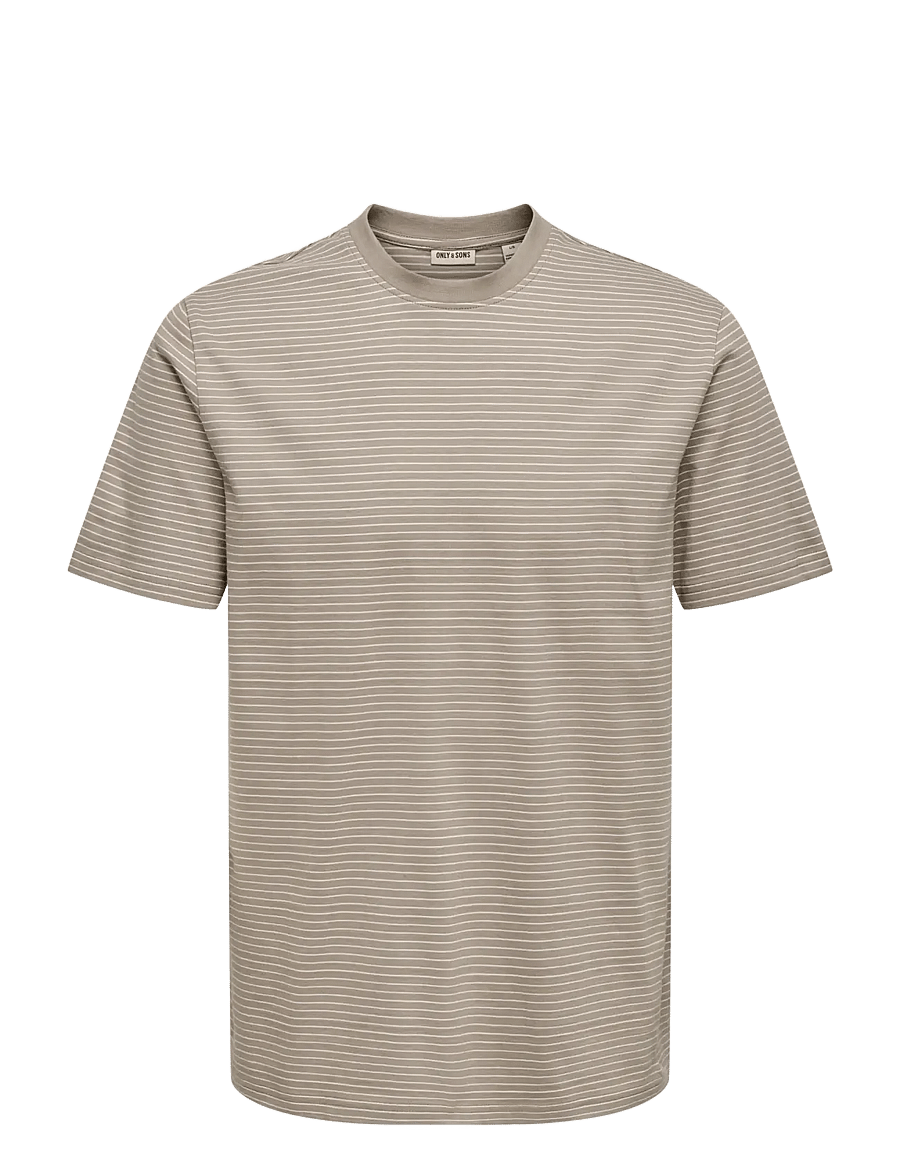 ONLY & SONS - ONSFRED LIFE RLX SS STRIPE TEE NOOS - lühikeste varrukatega t-särgid - desert taupe - 1