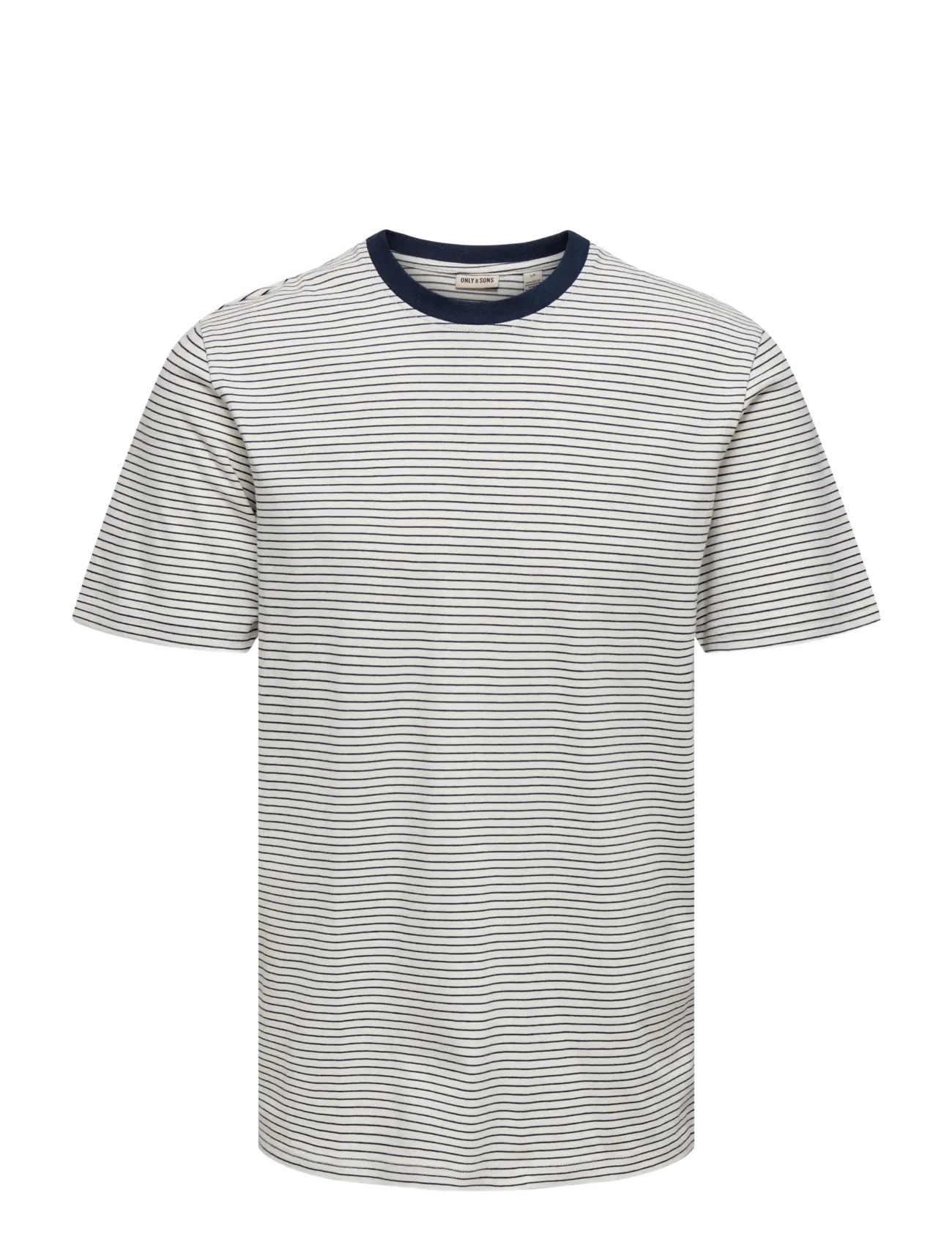 ONLY & SONS ONSFRED LIFE RLX SS STRIPE TEE NOOS - Nieuwe Mode - GARDENIA / white
