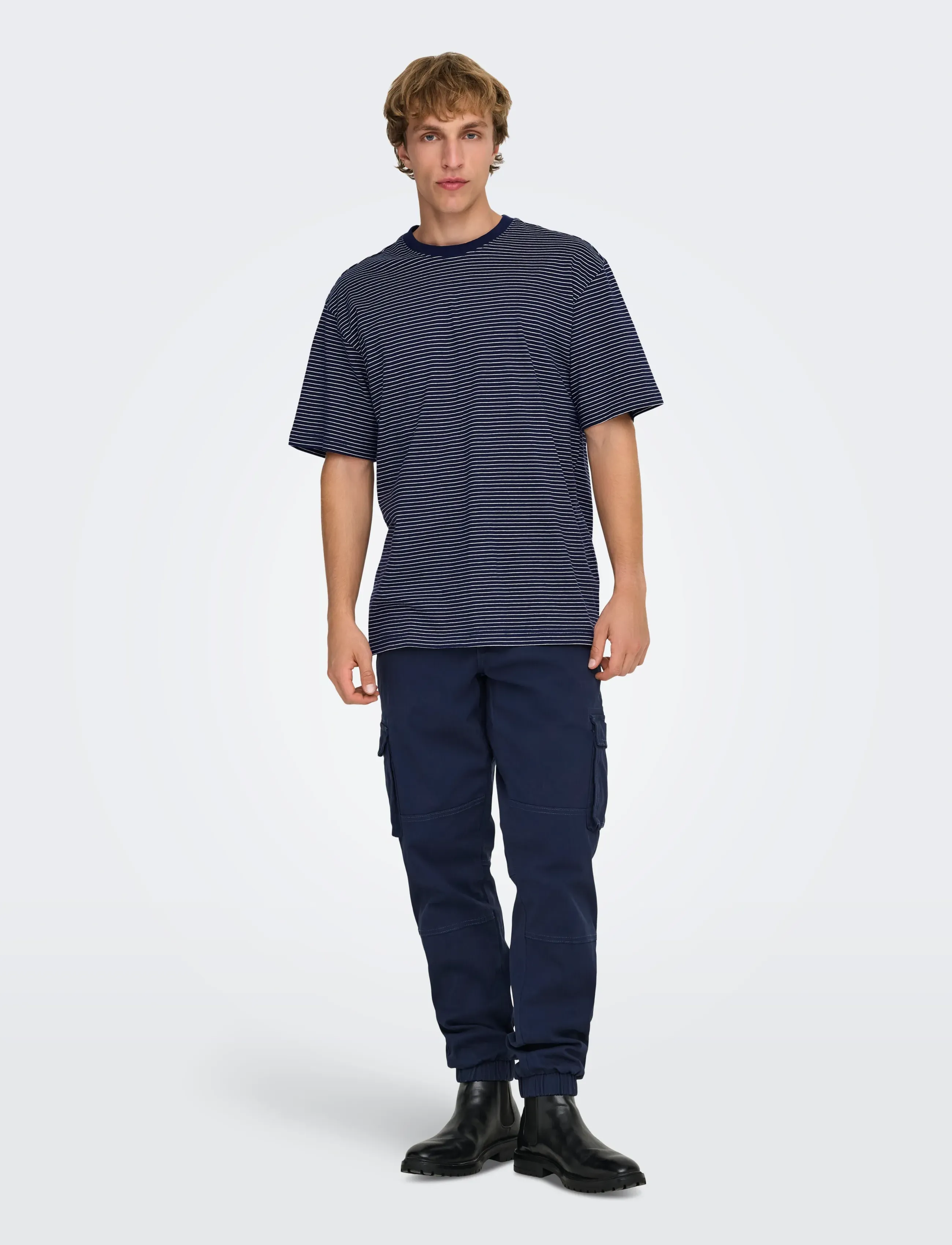 ONLY & SONS - ONSFRED LIFE RLX SS STRIPE TEE NOOS - lühikeste varrukatega t-särgid - navy blazer - 5