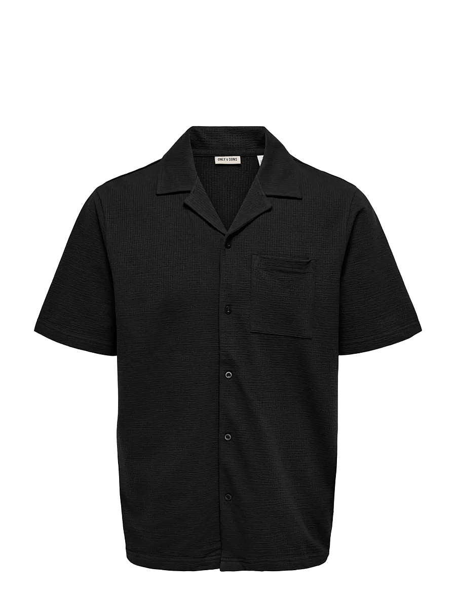 ONLY & SONS - ONSKIAN LIFE SEERSUCKER SS SHIRT NOOS - chemises à manches courtes - black - 0