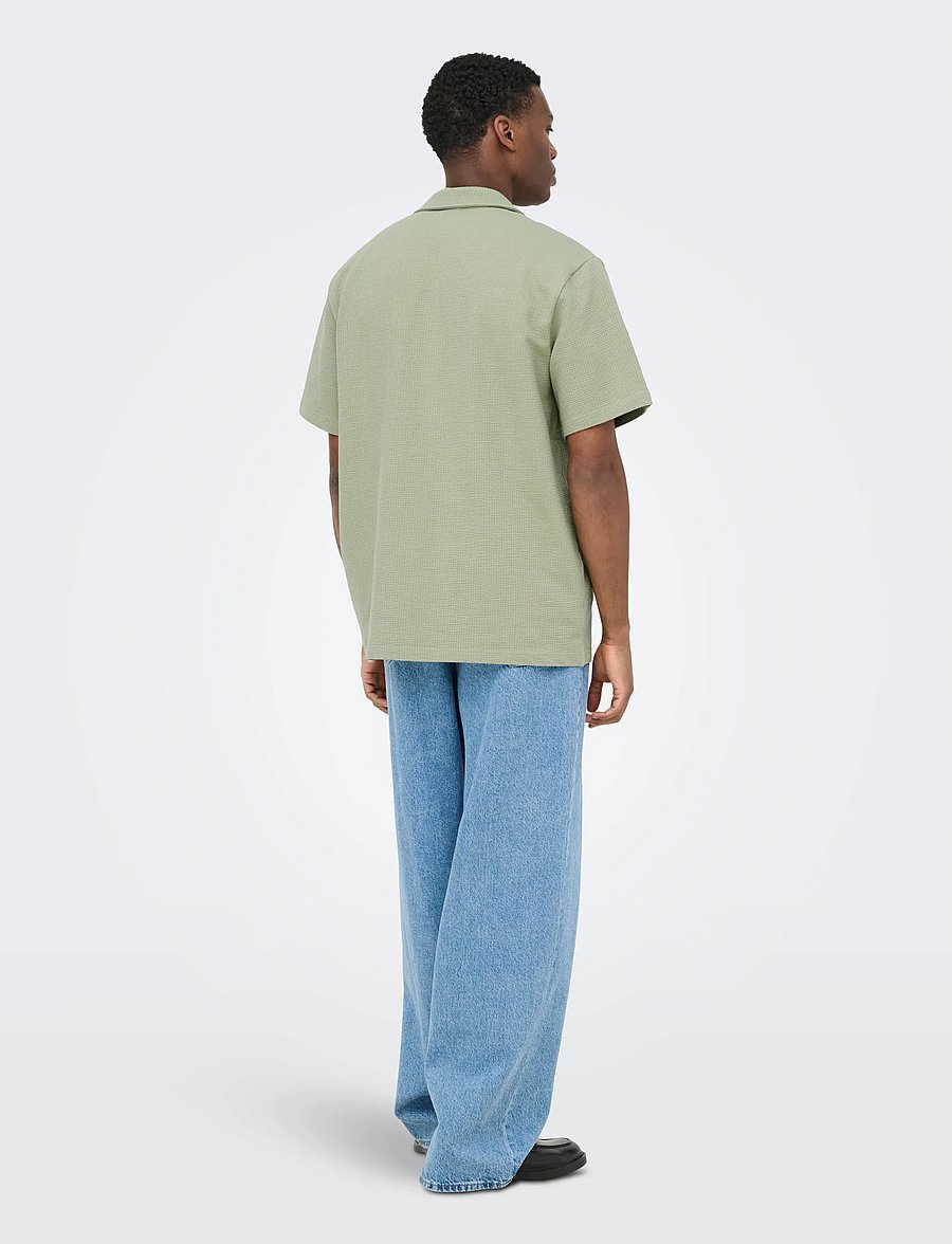 ONLY & SONS - ONSKIAN LIFE SEERSUCKER SS SHIRT NOOS - kortærmede skjorter - seagrass - 3