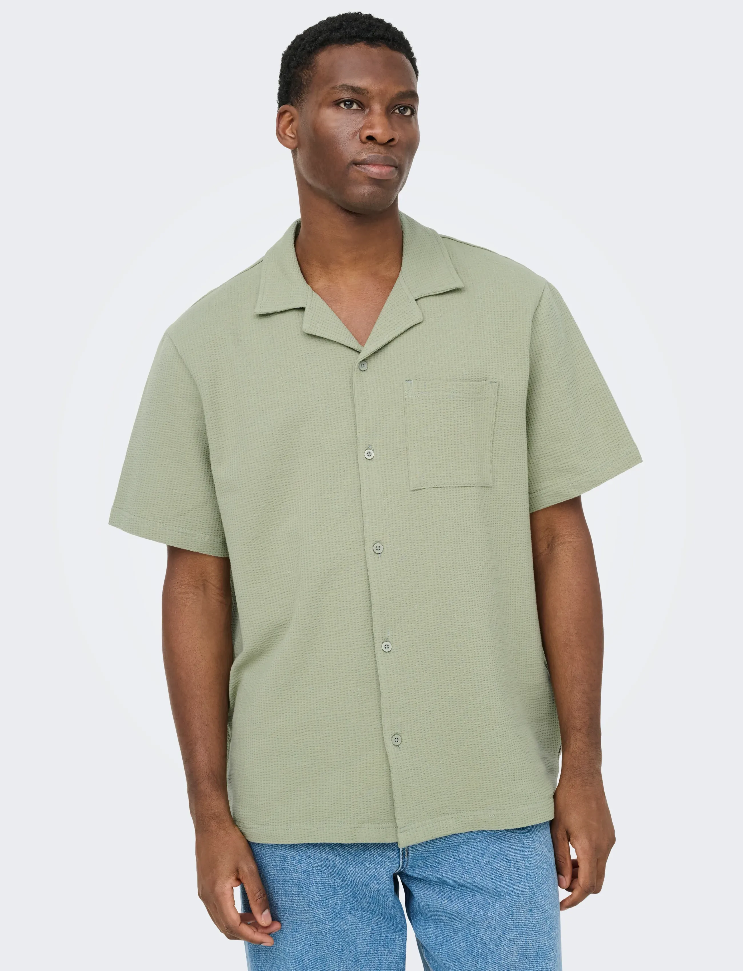 ONLY & SONS Onskian Life Seersucker Ss Shirt Noos kortärmade skjortor herr – bild 6