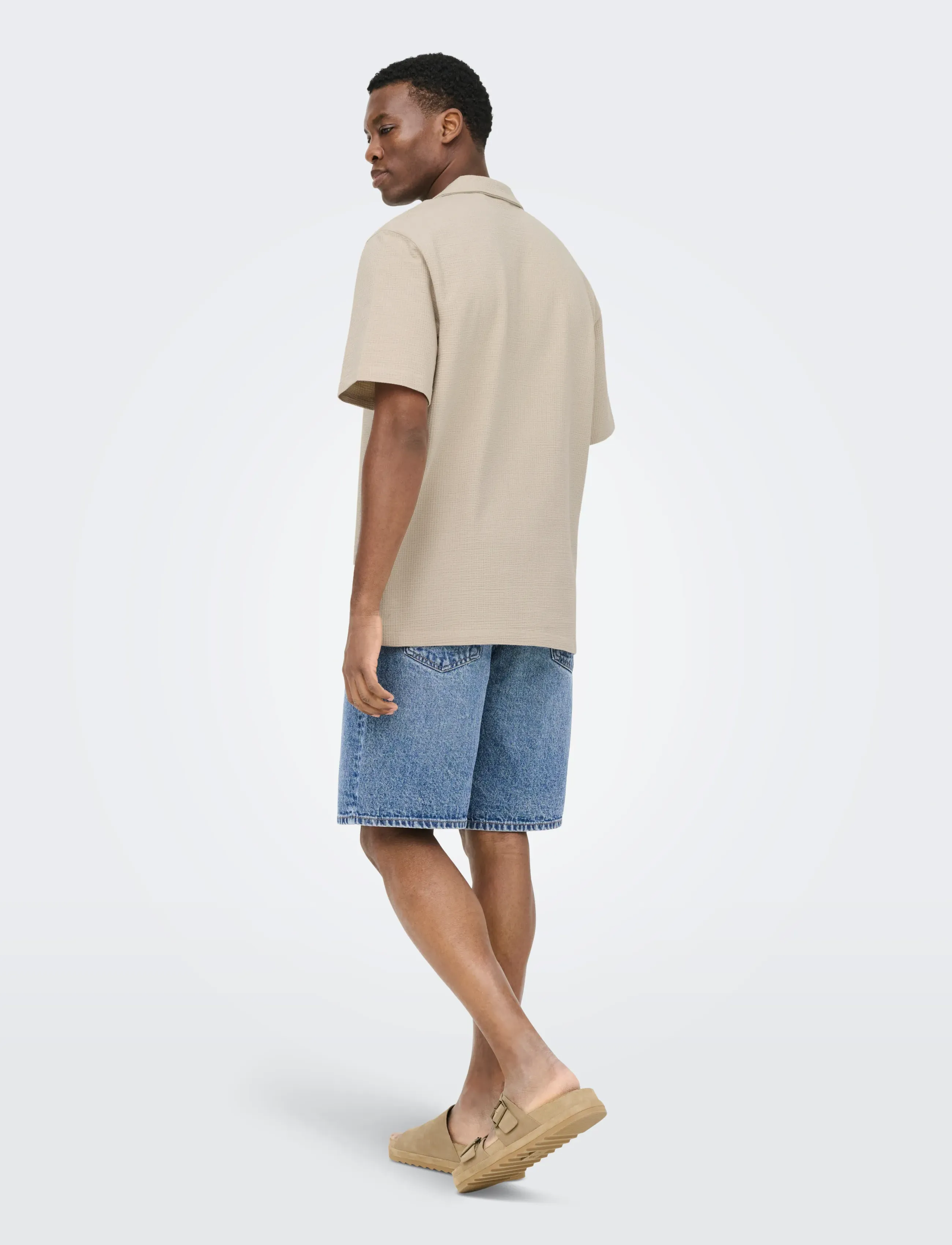 ONLY & SONS - ONSKIAN LIFE SEERSUCKER SS SHIRT NOOS - kortærmede skjorter - silver lining - 3