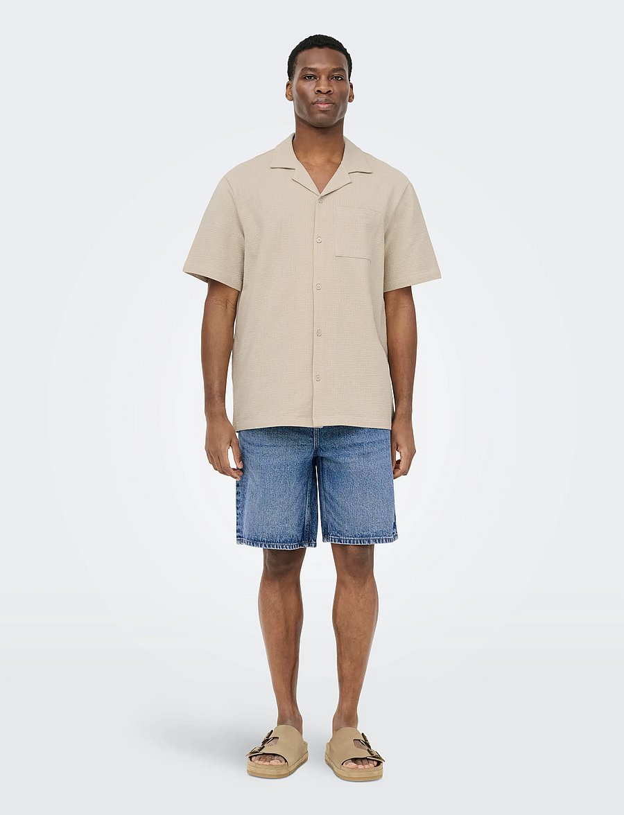 ONLY & SONS - ONSKIAN LIFE SEERSUCKER SS SHIRT NOOS - kortærmede skjorter - silver lining - 4