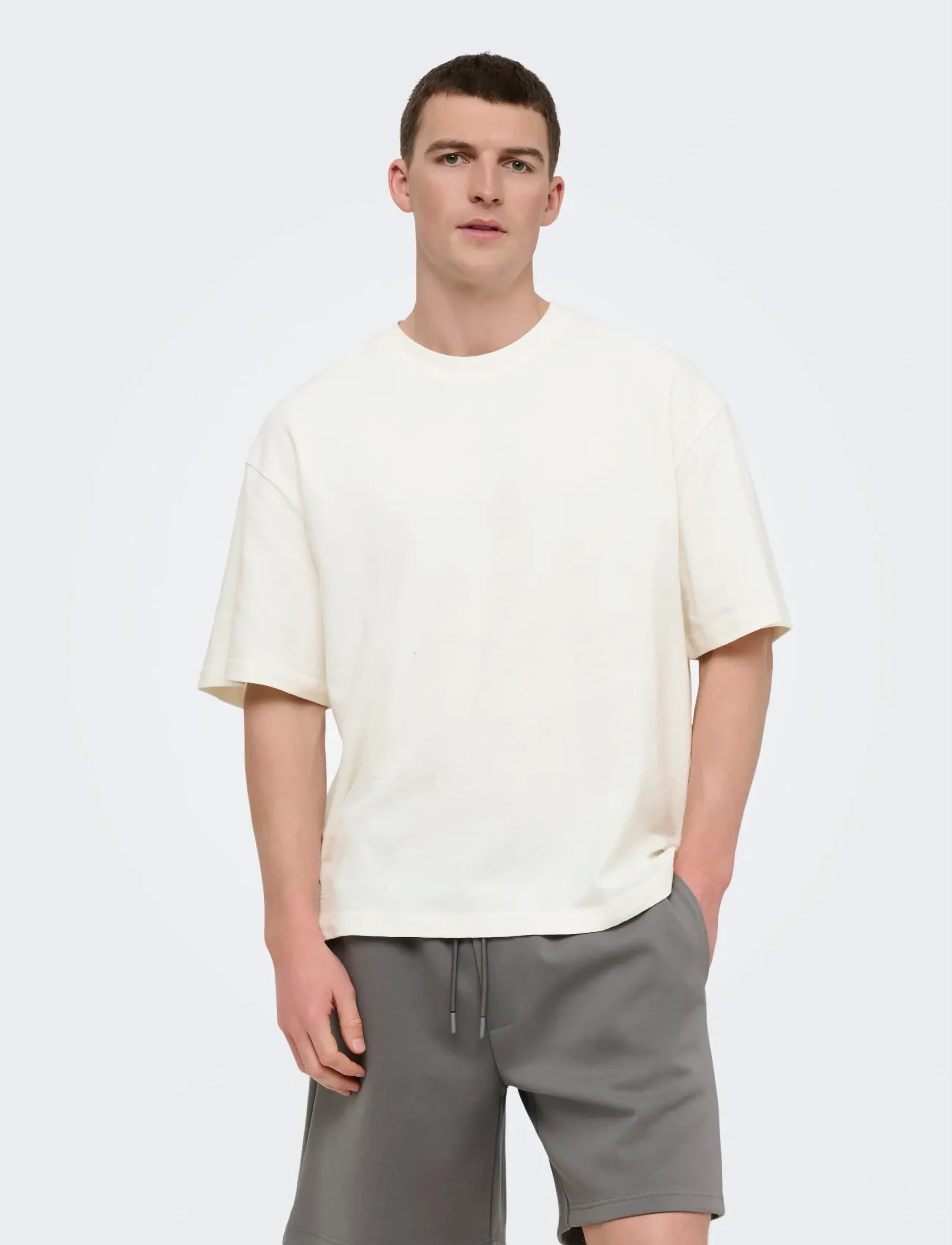 ONLY & SONS ONSLENNY OVZ SS STRCT TEE NOOS - T-shirts - CLOUD DANCER / white