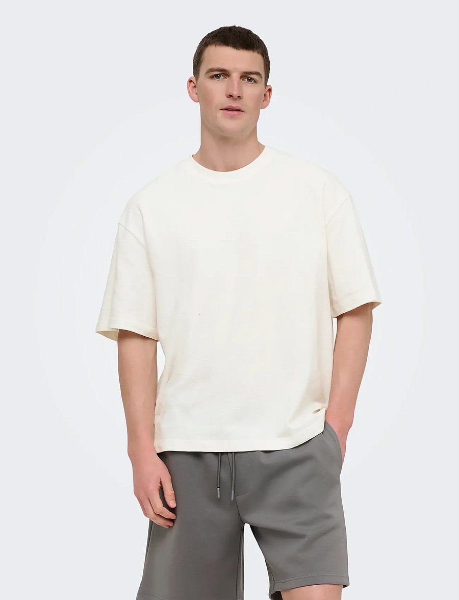 ONLY & SONS - ONSLENNY OVZ SS STRCT TEE NOOS - kurzärmelig - cloud dancer - 0