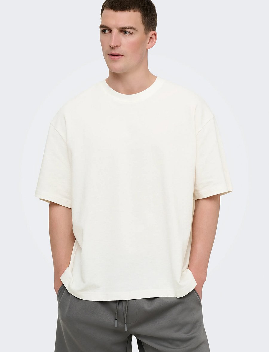 ONLY & SONS - ONSLENNY OVZ SS STRCT TEE NOOS - kurzärmelig - cloud dancer - 4