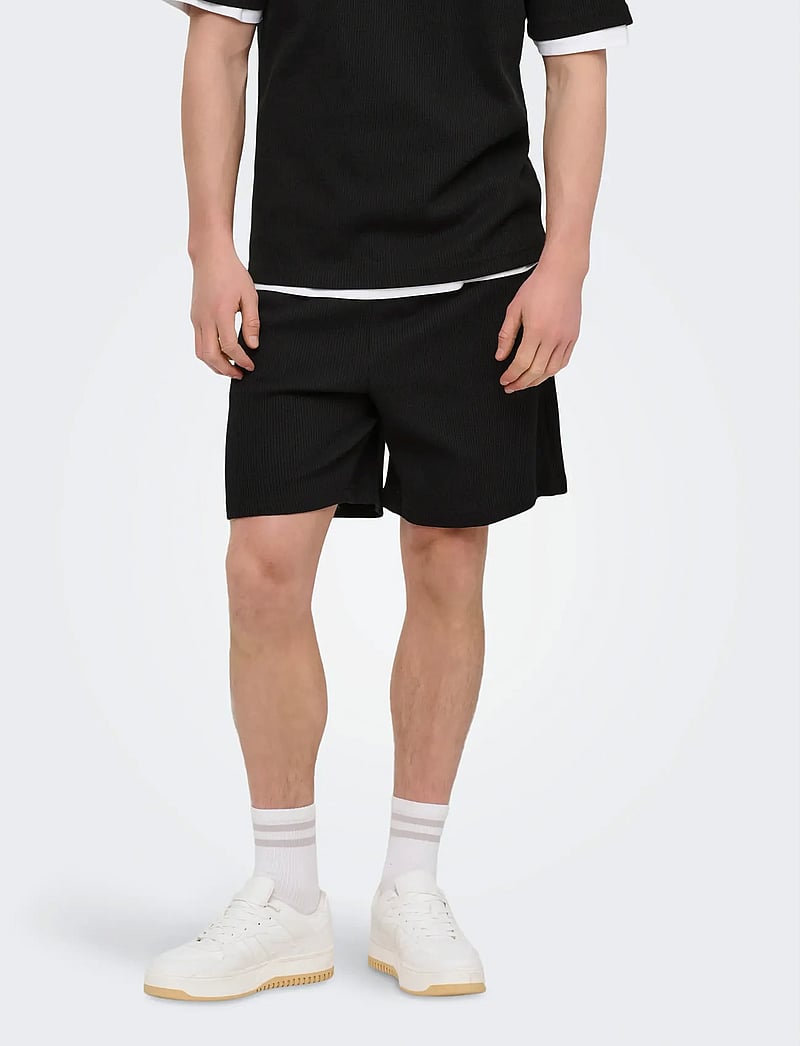 ONLY & SONS - ONSTOBIE RLX S WAFFLE SHORTS - hosen - black - 0