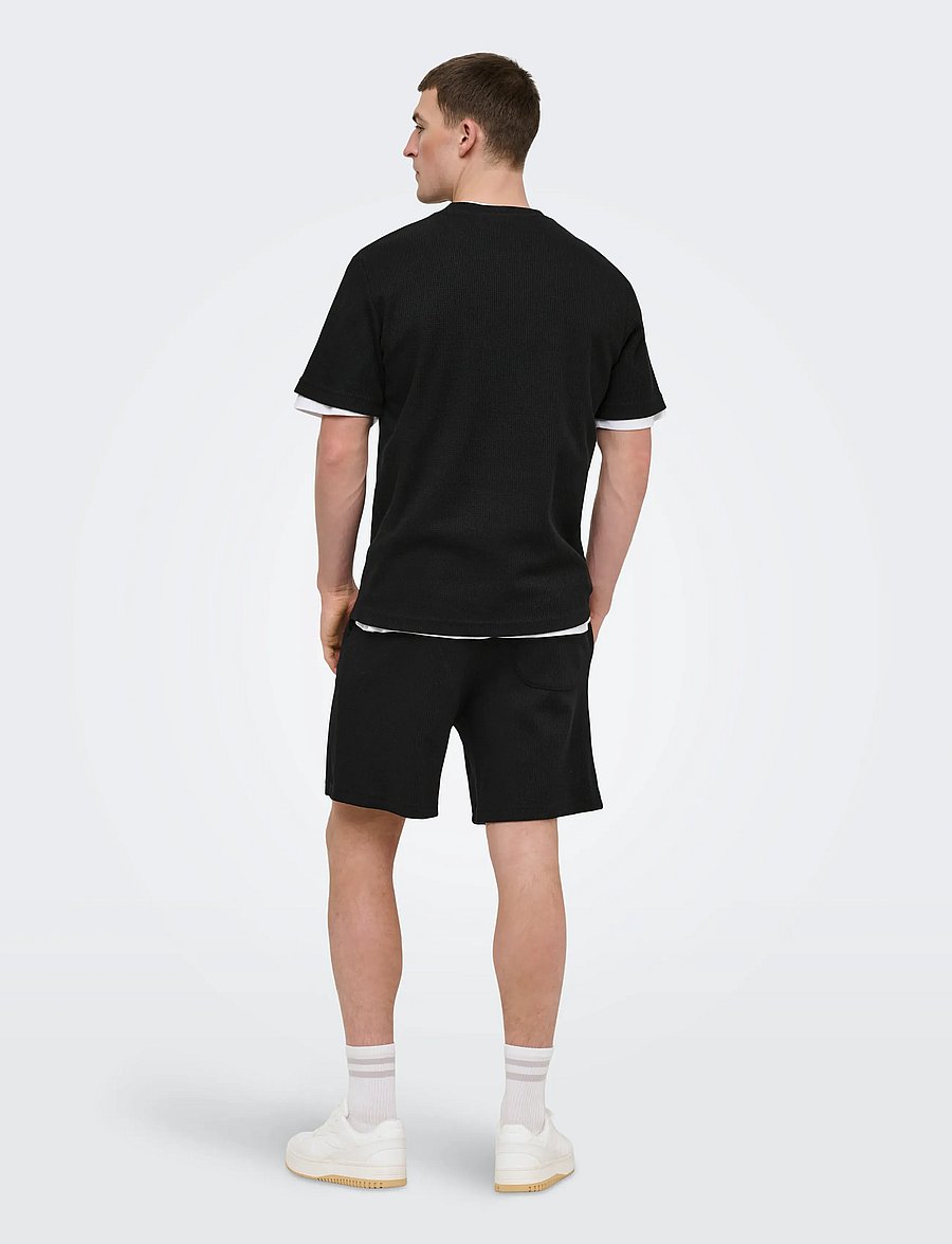 ONLY & SONS - ONSTOBIE RLX S WAFFLE SHORTS - püksid - black - 3