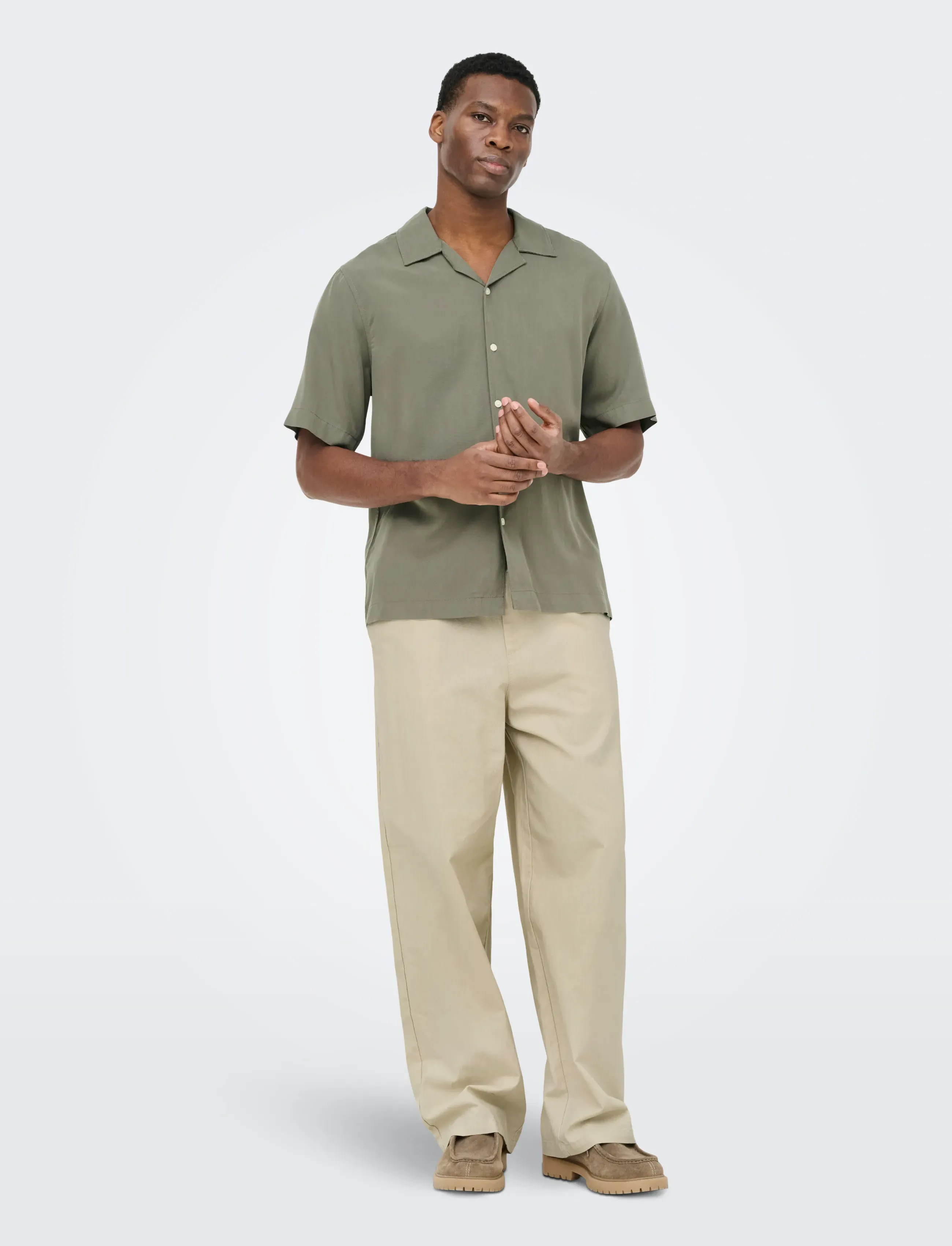ONLY & SONS - ONSPERU SS REG TENCEL SHIRT NOOS - lühikeste varrukatega särgid - castor gray - 4